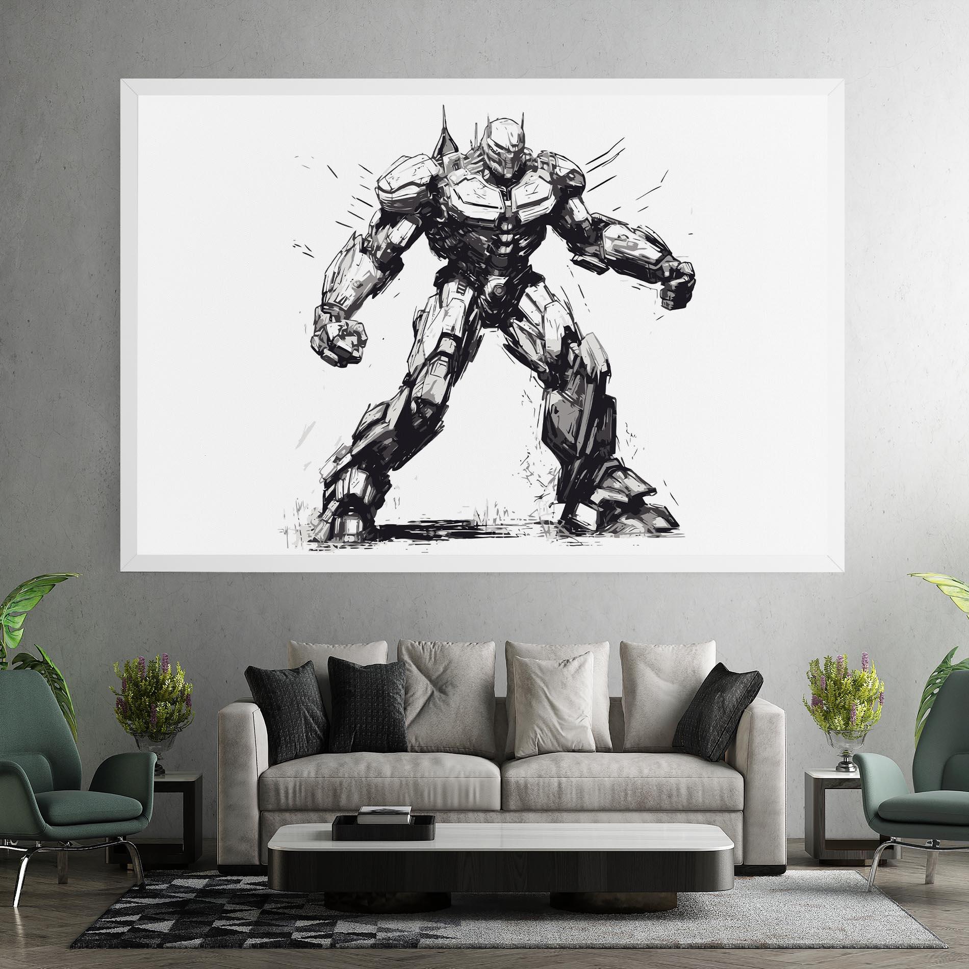 Leinwandbild Grey White Robot mockup 7