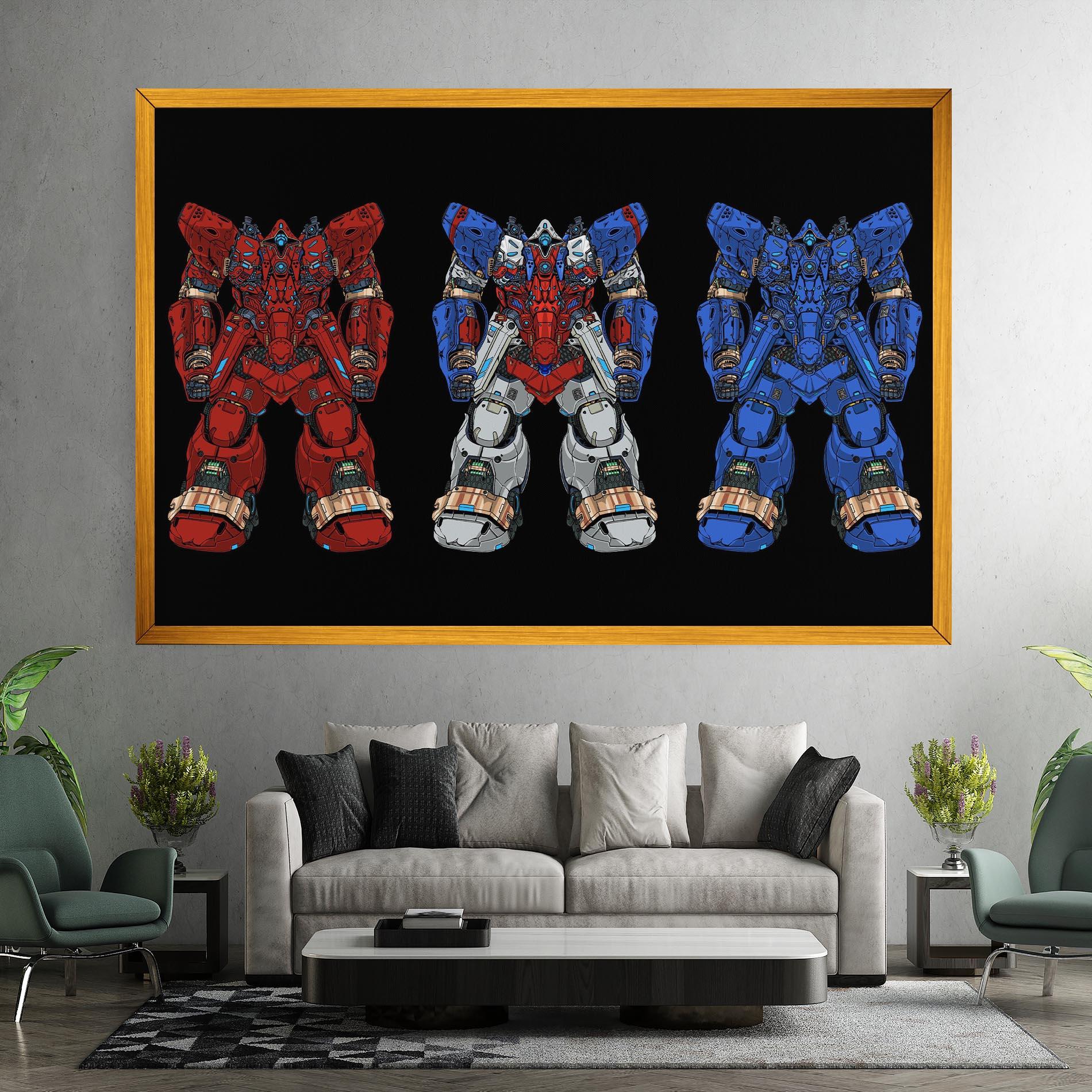 Leinwandbild Blue Red Robots mockup 7