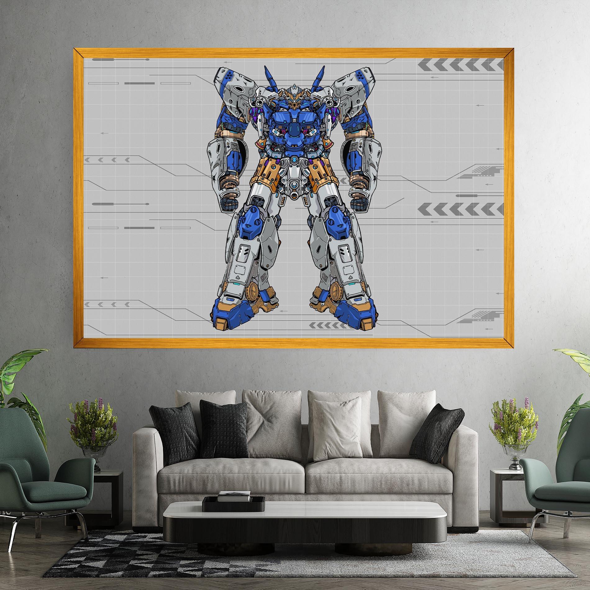 Leinwandbild Blue Yellow Robot mockup 7