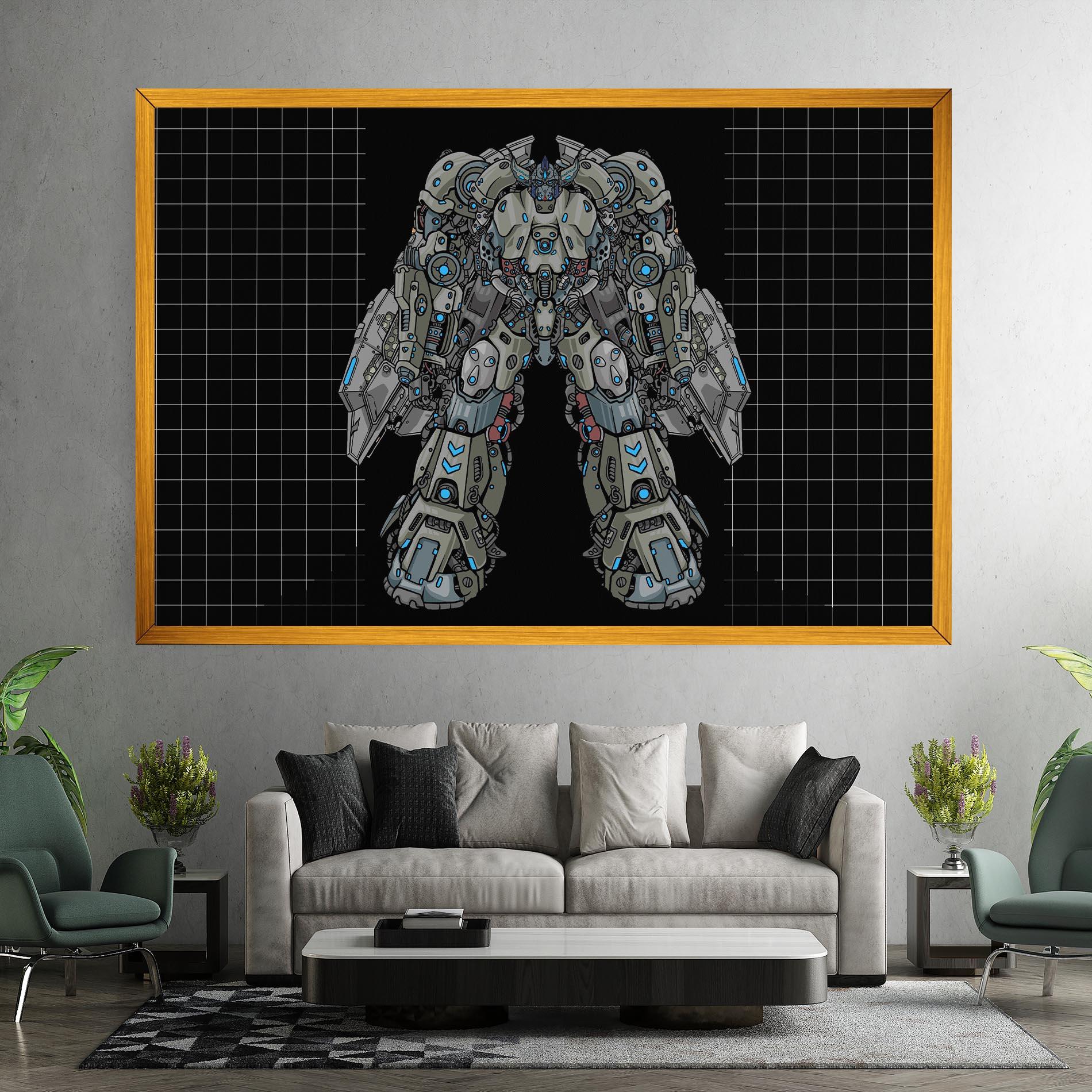 Leinwandbild Grey Blue Robot mockup 7