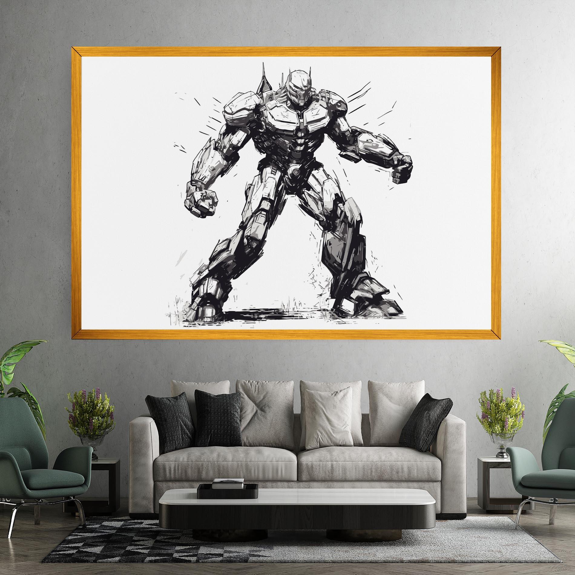 Leinwandbild Grey White Robot mockup 7
