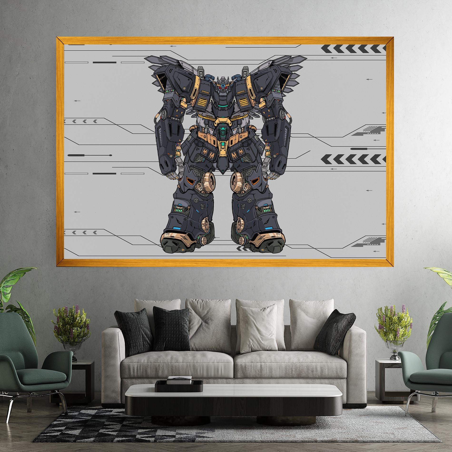 Leinwandbild Grey Yelloy Robot mockup 7