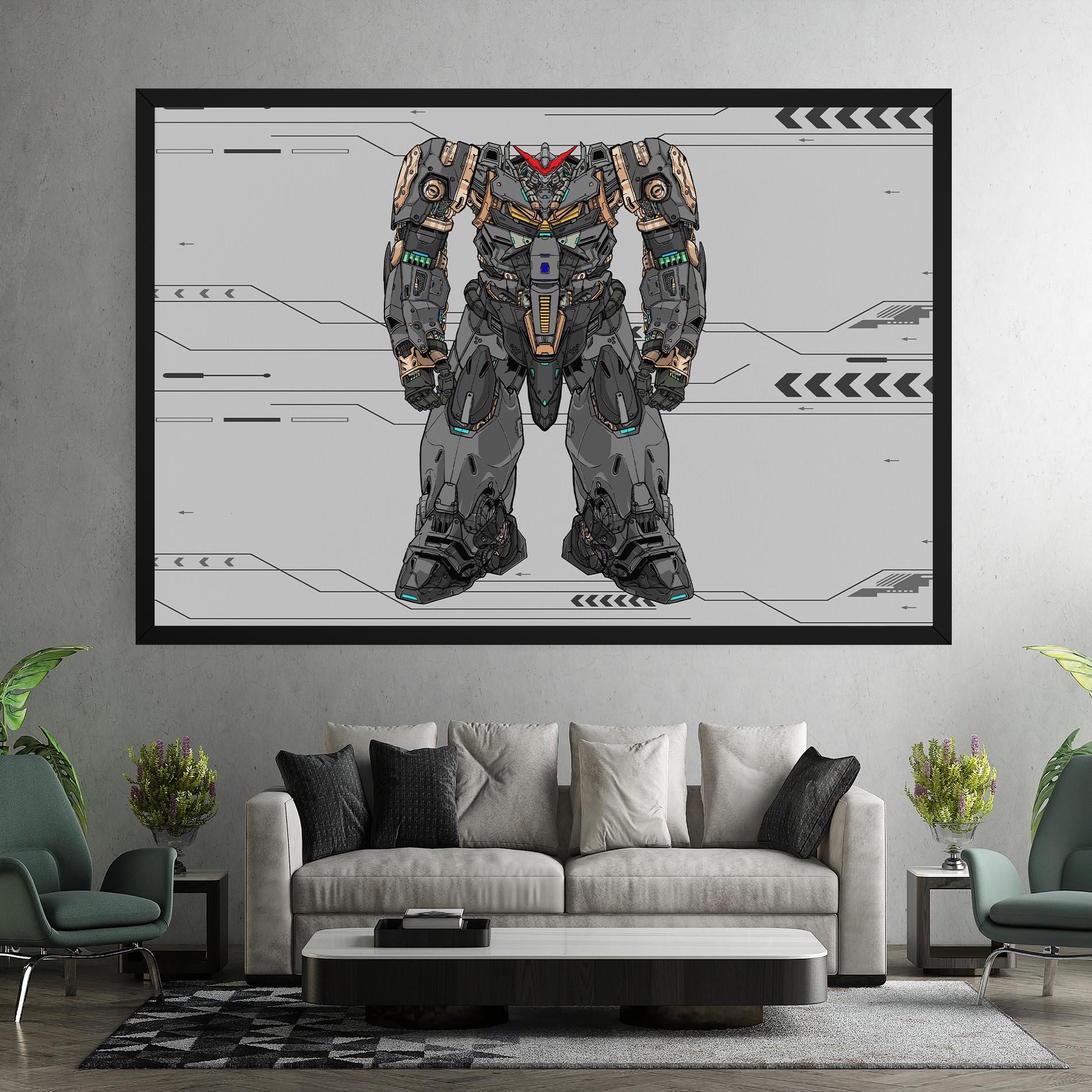 Leinwandbild Big Grey Robot mockup 7