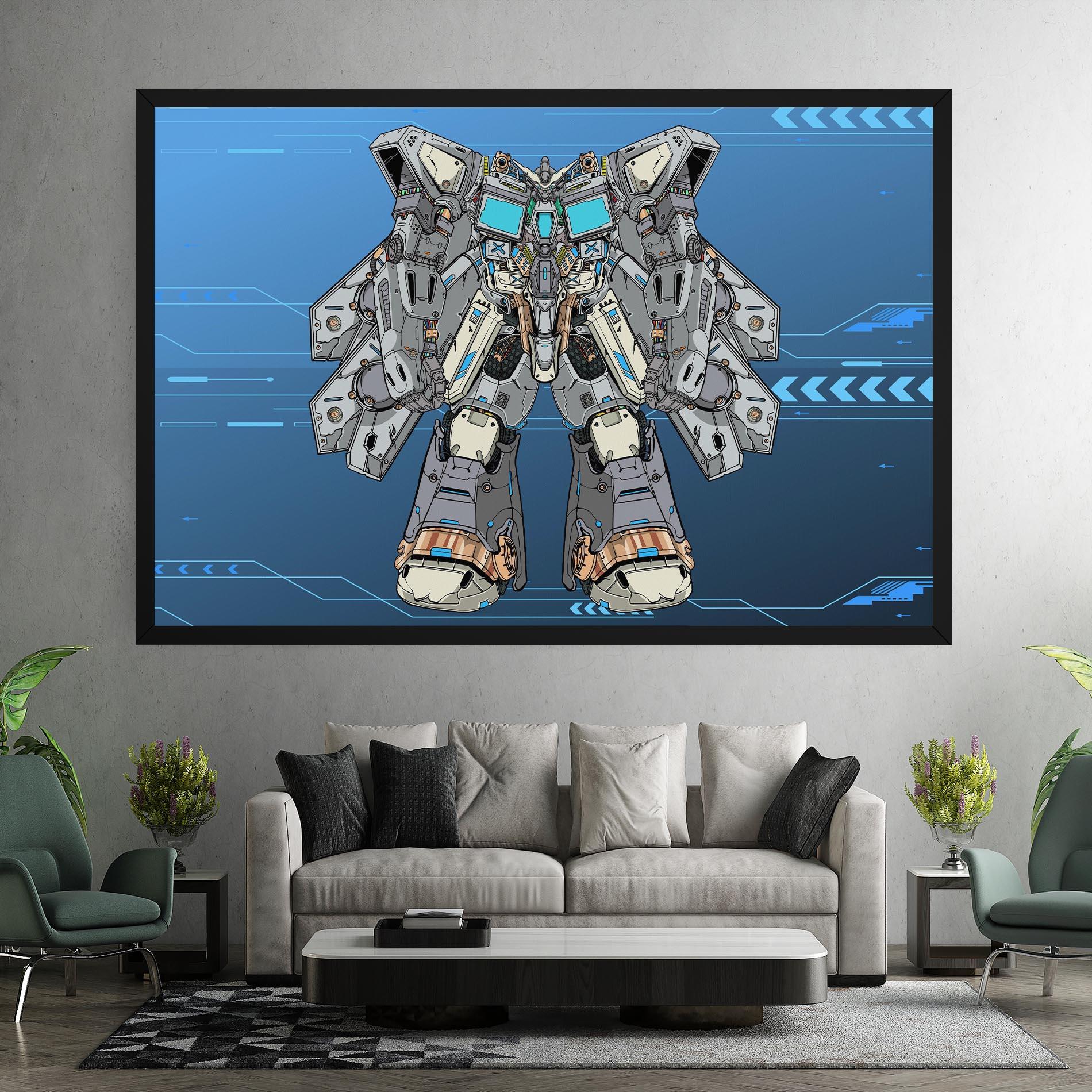 Leinwandbild Blue Grey Robot mockup 7