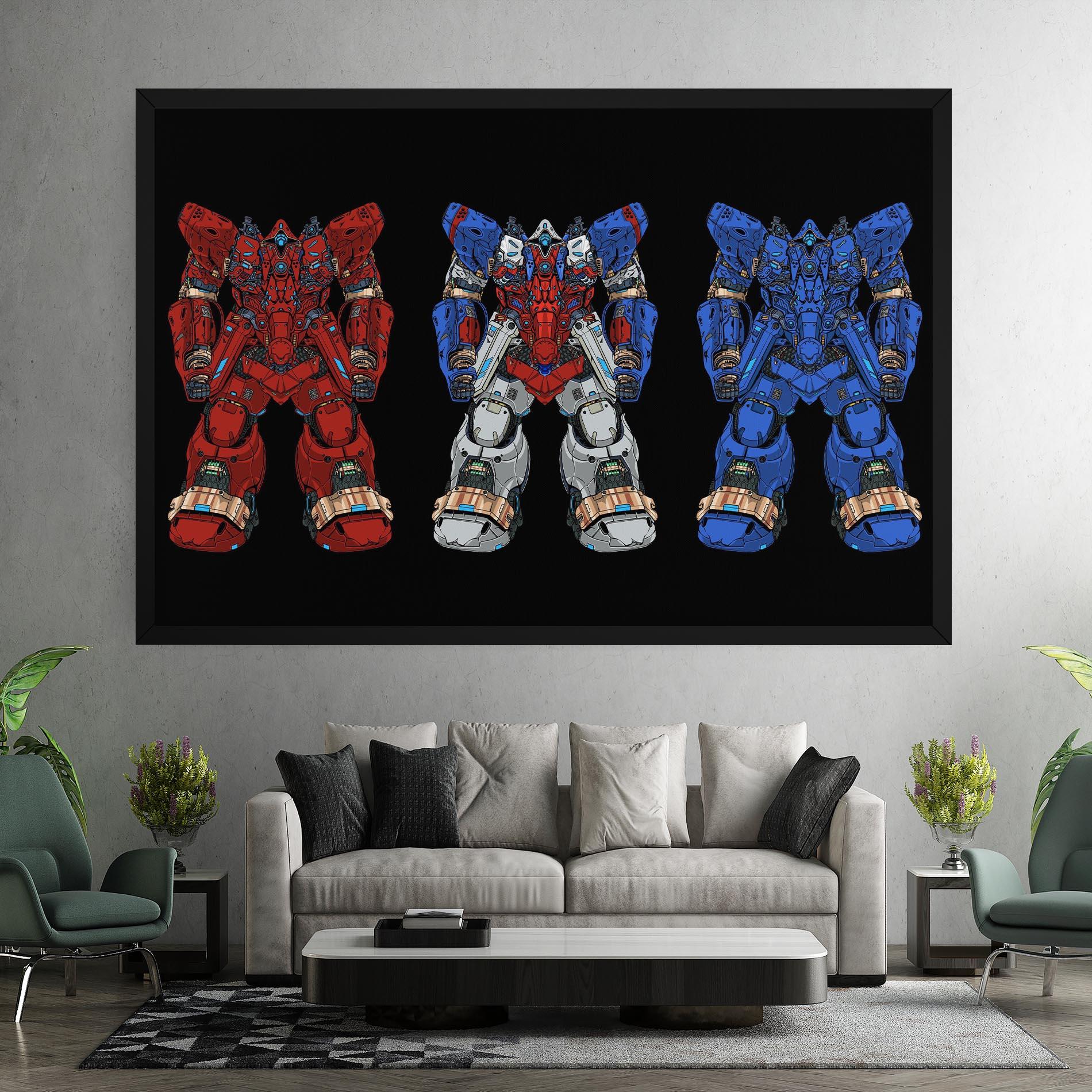 Leinwandbild Blue Red Robots mockup 7