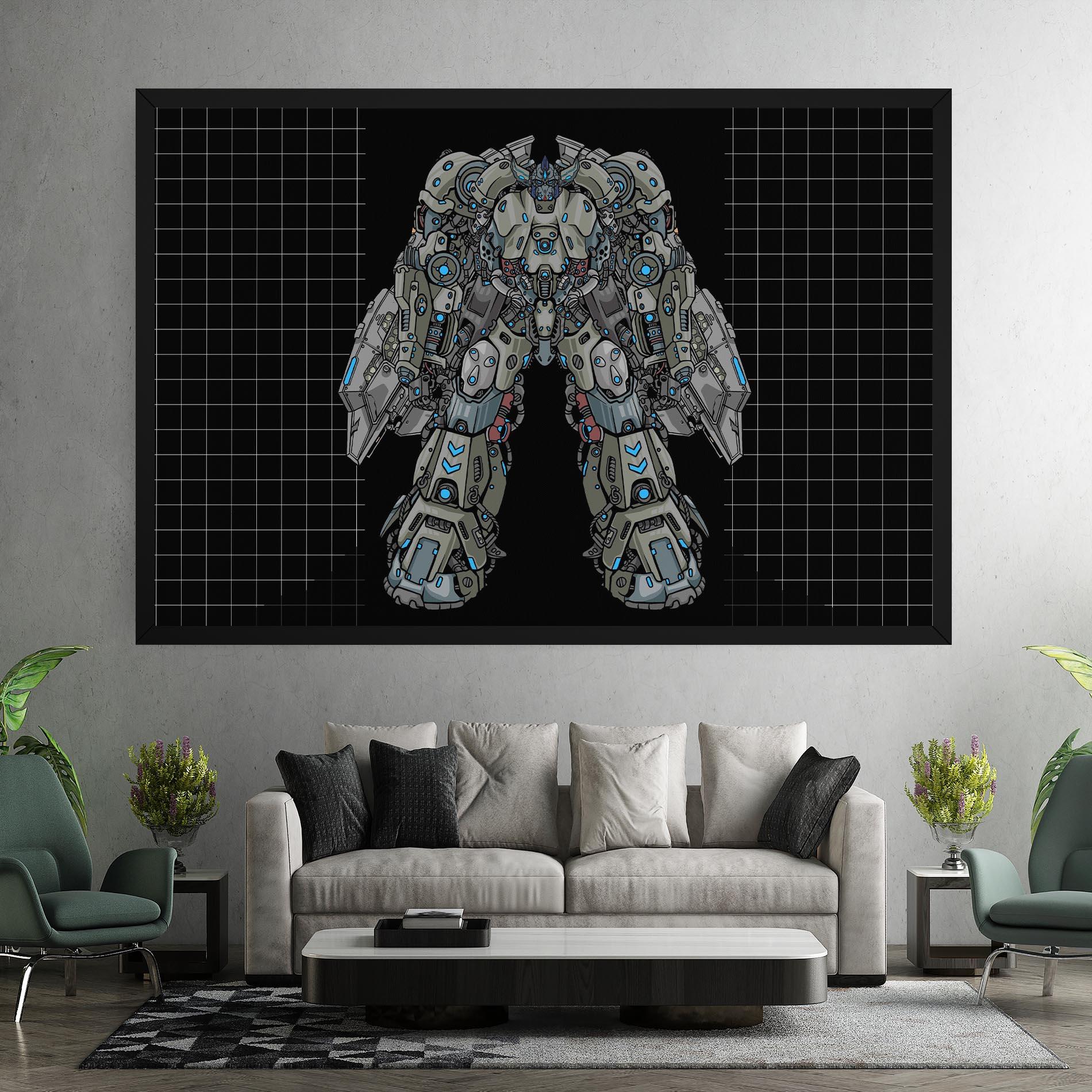 Leinwandbild Grey Blue Robot mockup 7