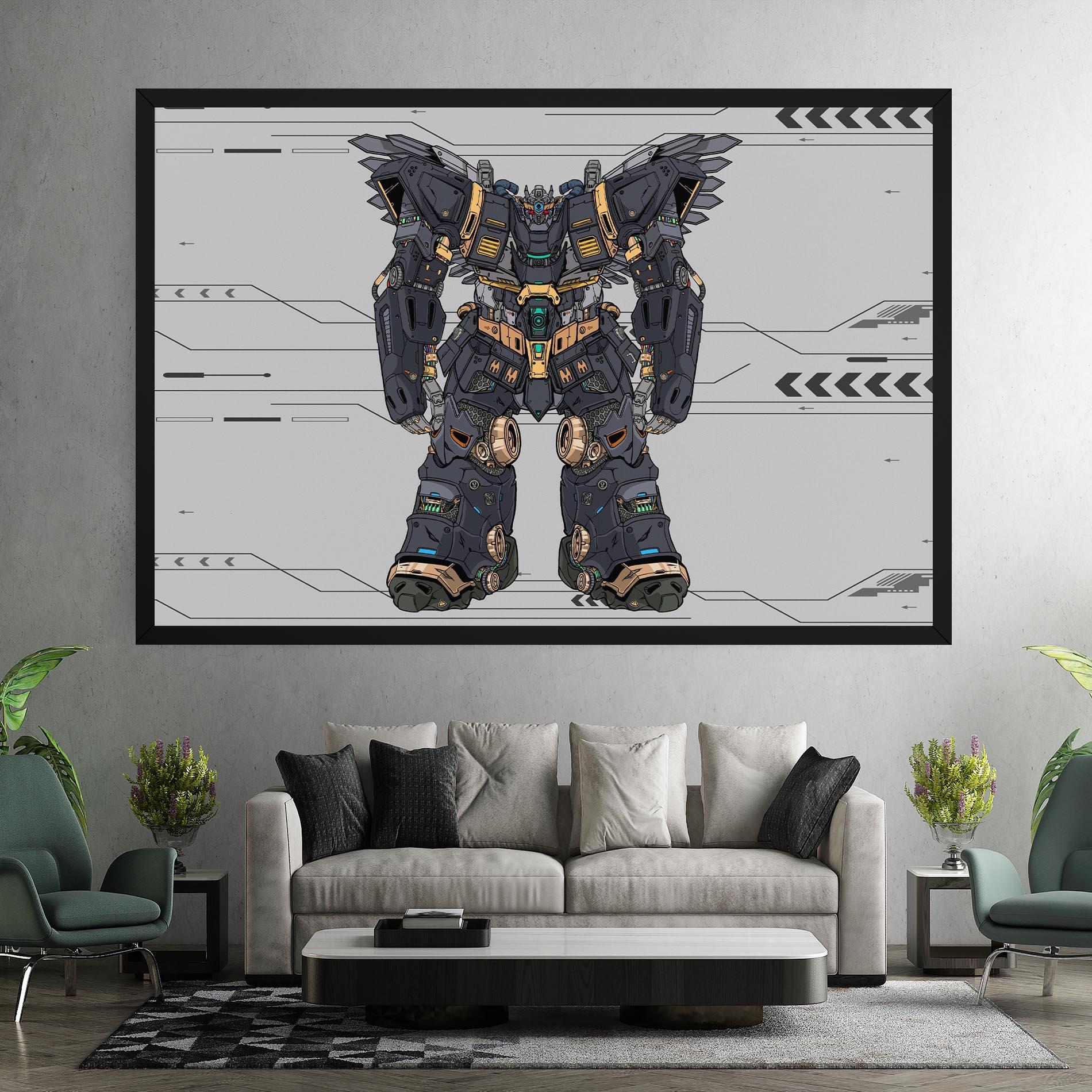 Leinwandbild Grey Yelloy Robot mockup 7