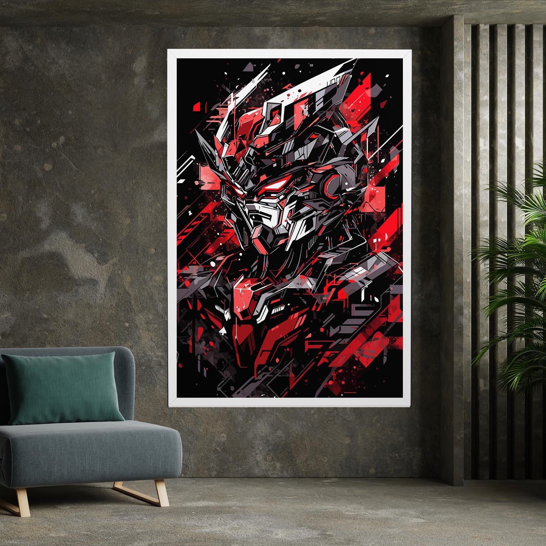 Leinwandbild Red Grey Robot mockup 7