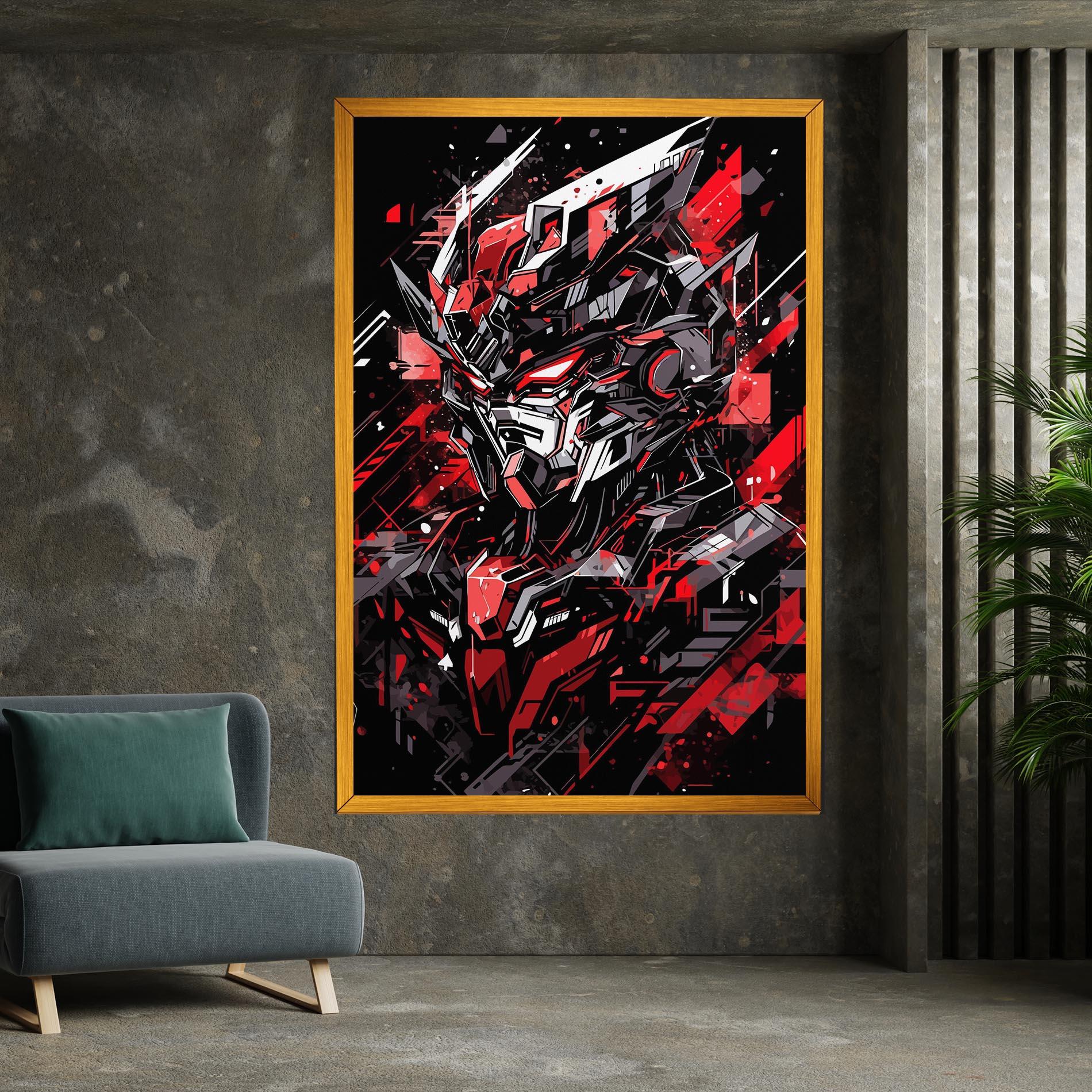 Leinwandbild Red Grey Robot mockup 7