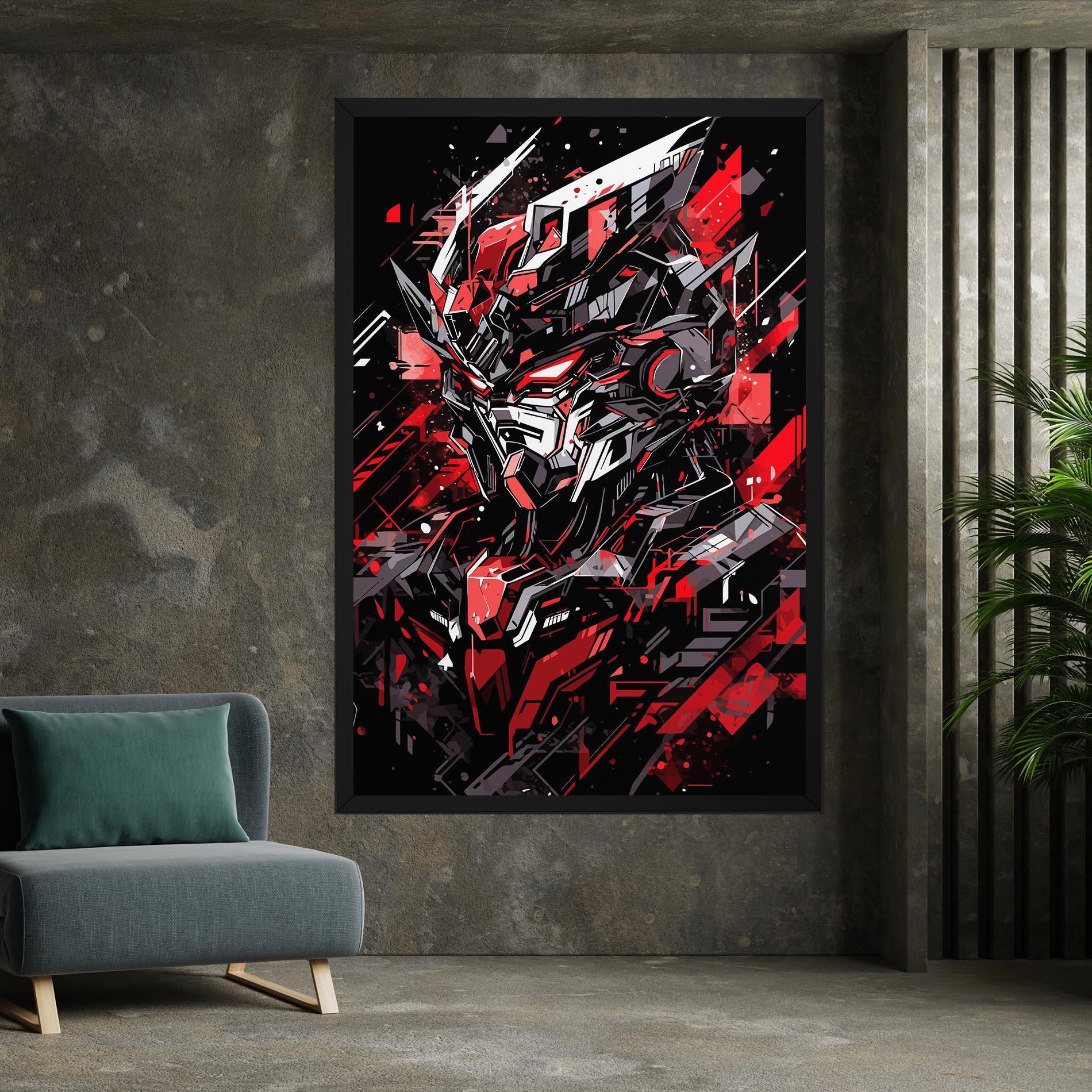 Leinwandbild Red Grey Robot mockup 7