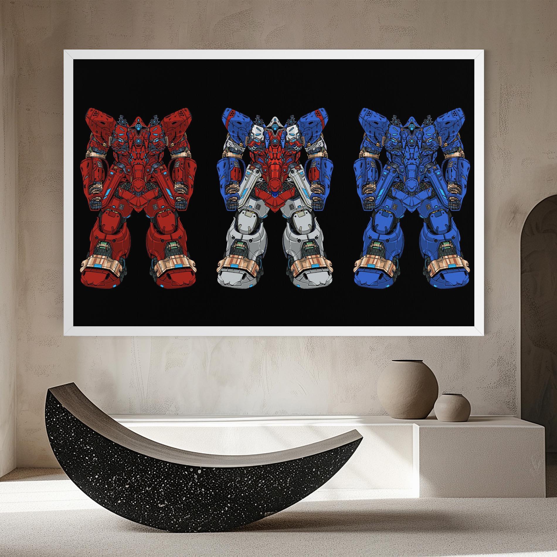 Leinwandbild Blue Red Robots mockup 8