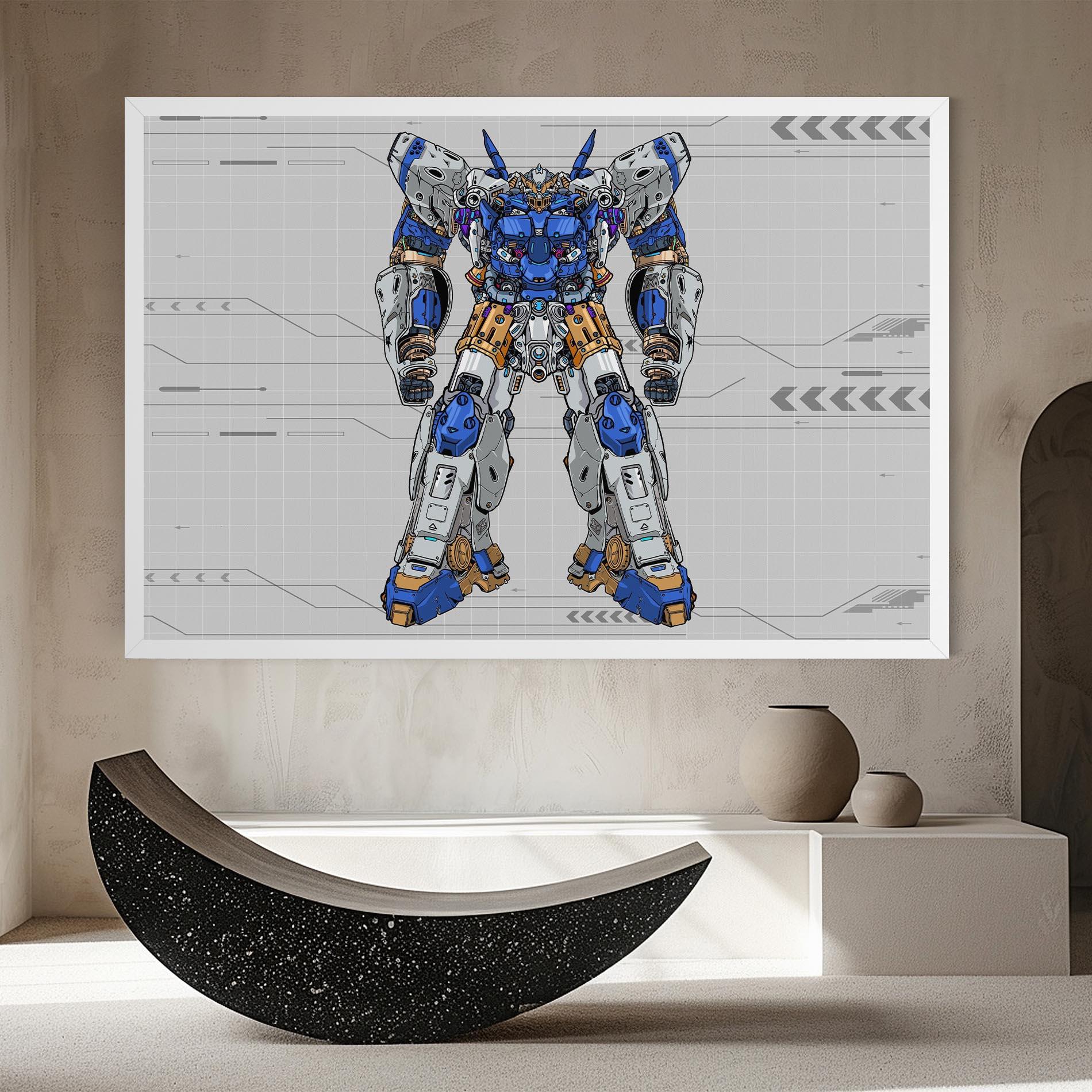 Leinwandbild Blue Yellow Robot mockup 8