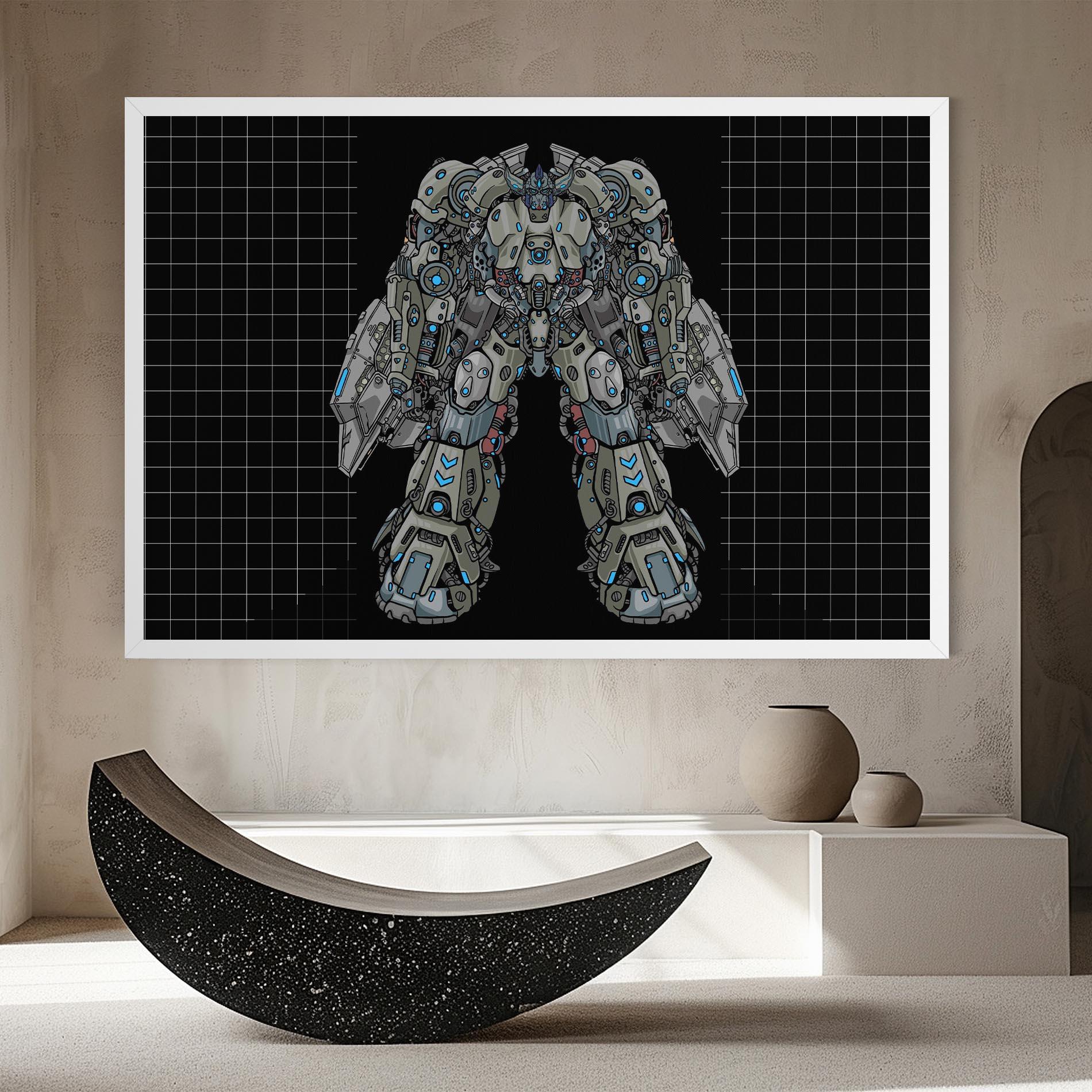 Leinwandbild Grey Blue Robot mockup 8