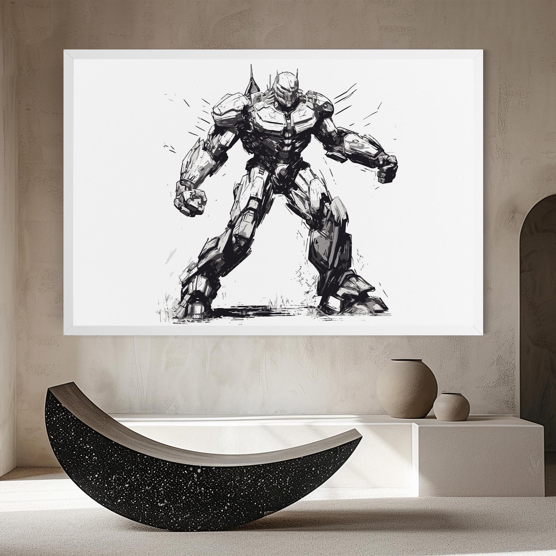 Leinwandbild Grey White Robot mockup 8