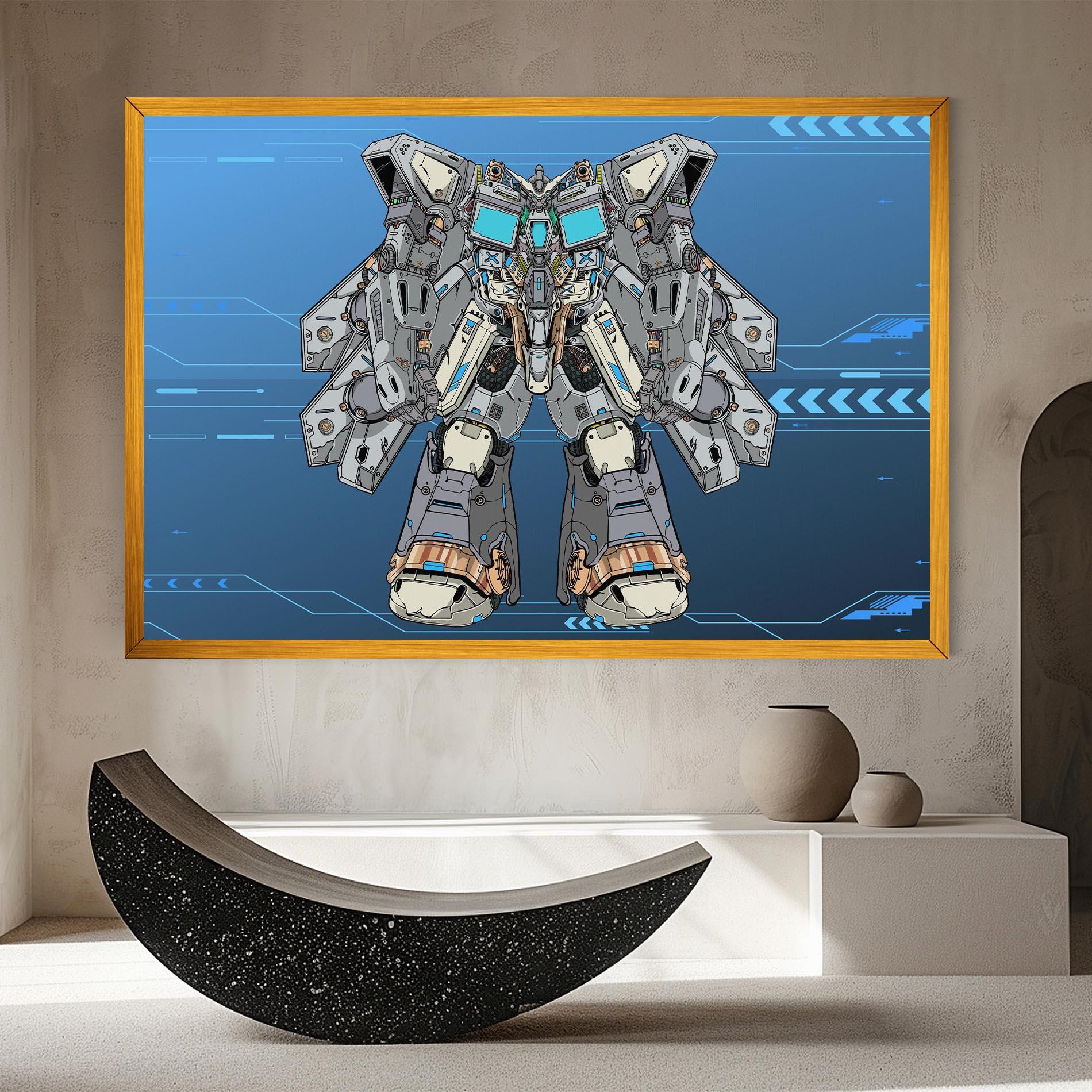 Leinwandbild Blue Grey Robot mockup 8