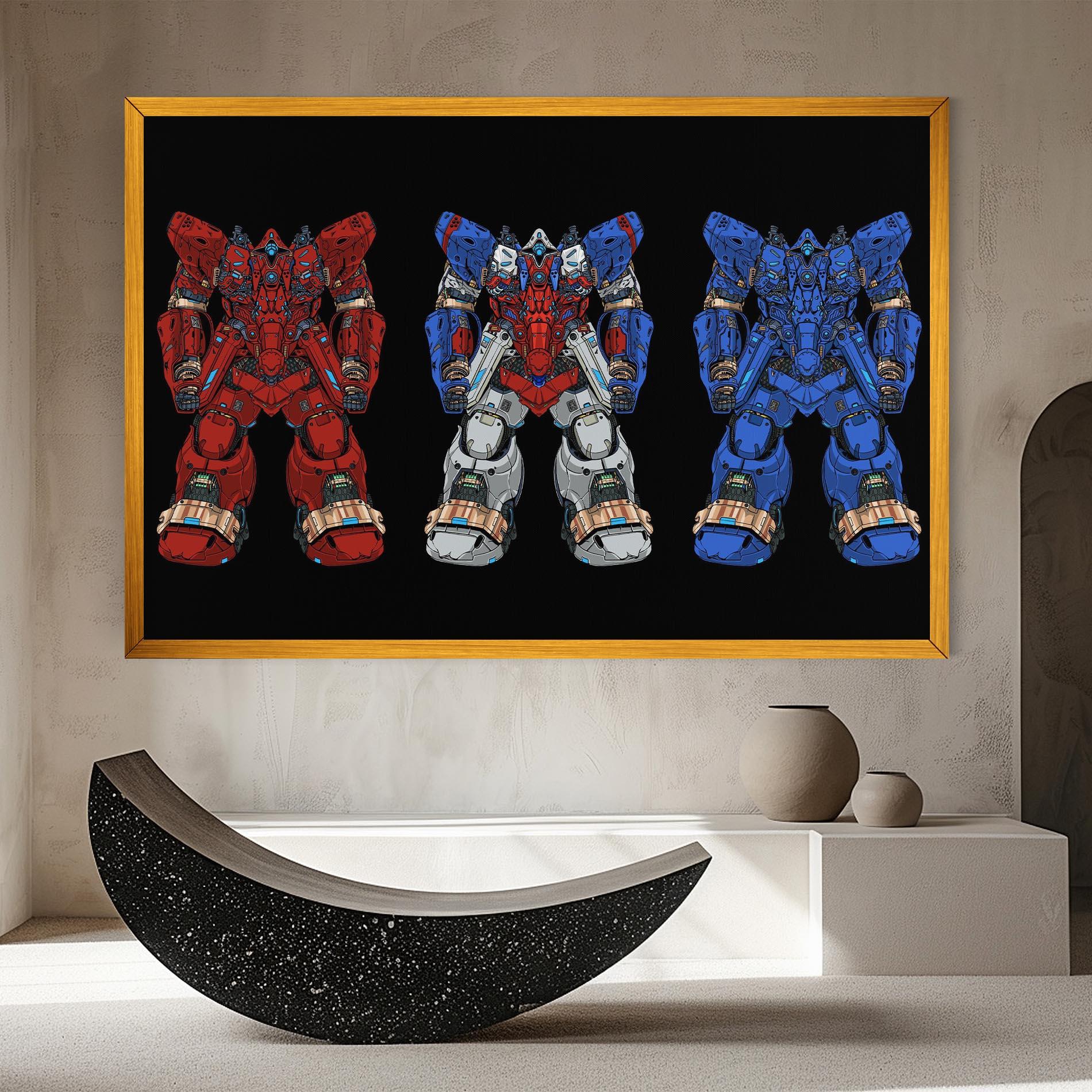 Leinwandbild Blue Red Robots mockup 8