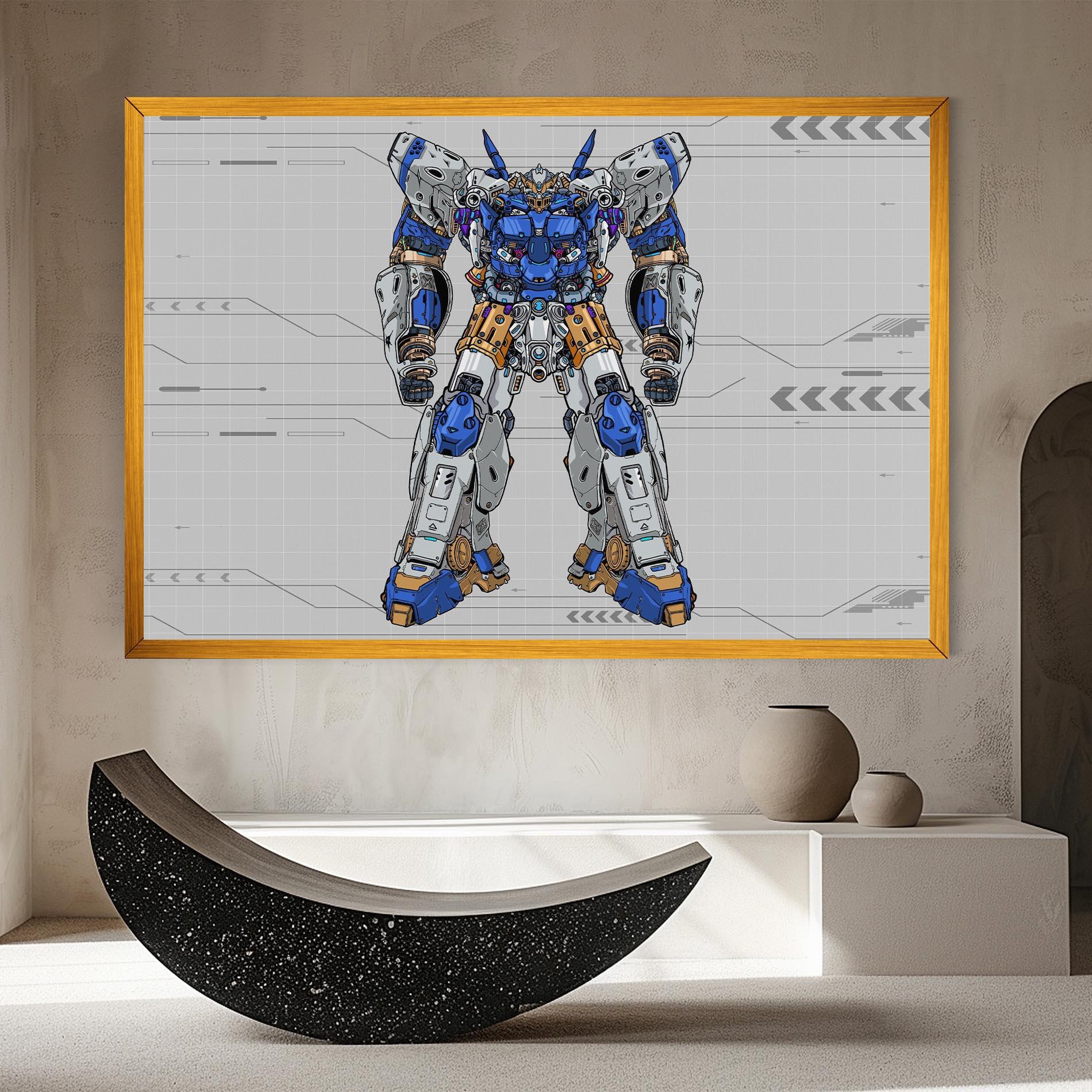 Leinwandbild Blue Yellow Robot mockup 8