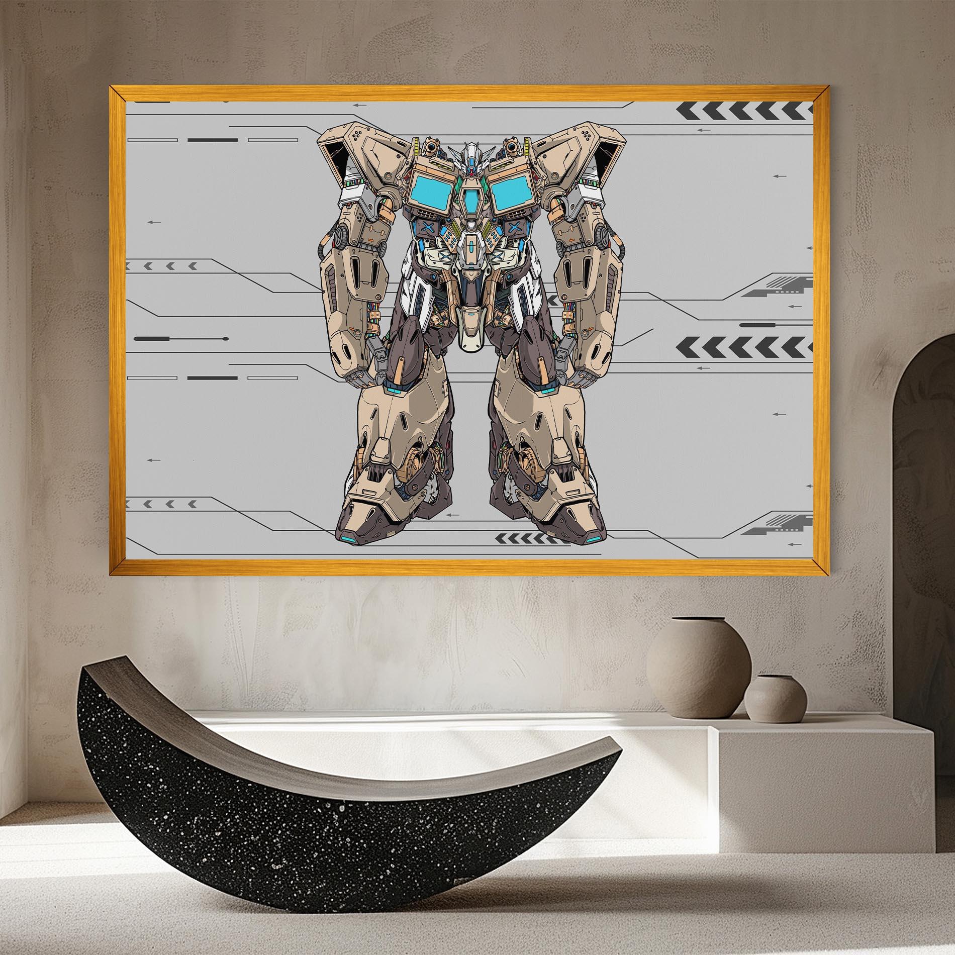 Leinwandbild Cream Blue Robot mockup 8