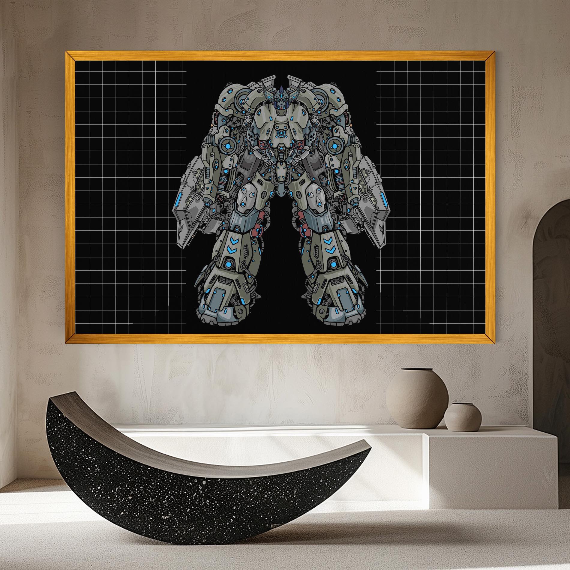Leinwandbild Grey Blue Robot mockup 8