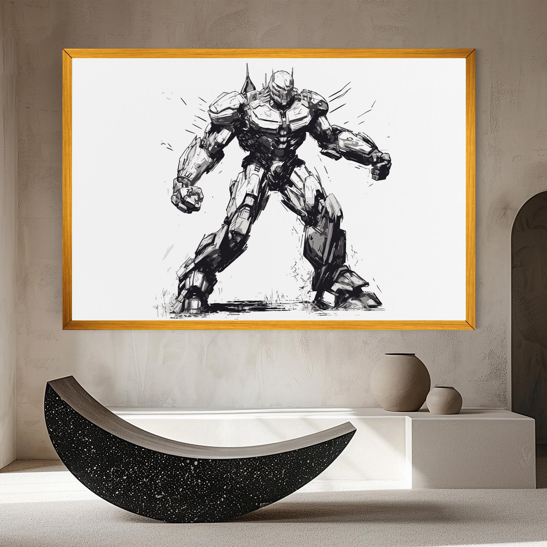 Leinwandbild Grey White Robot mockup 8