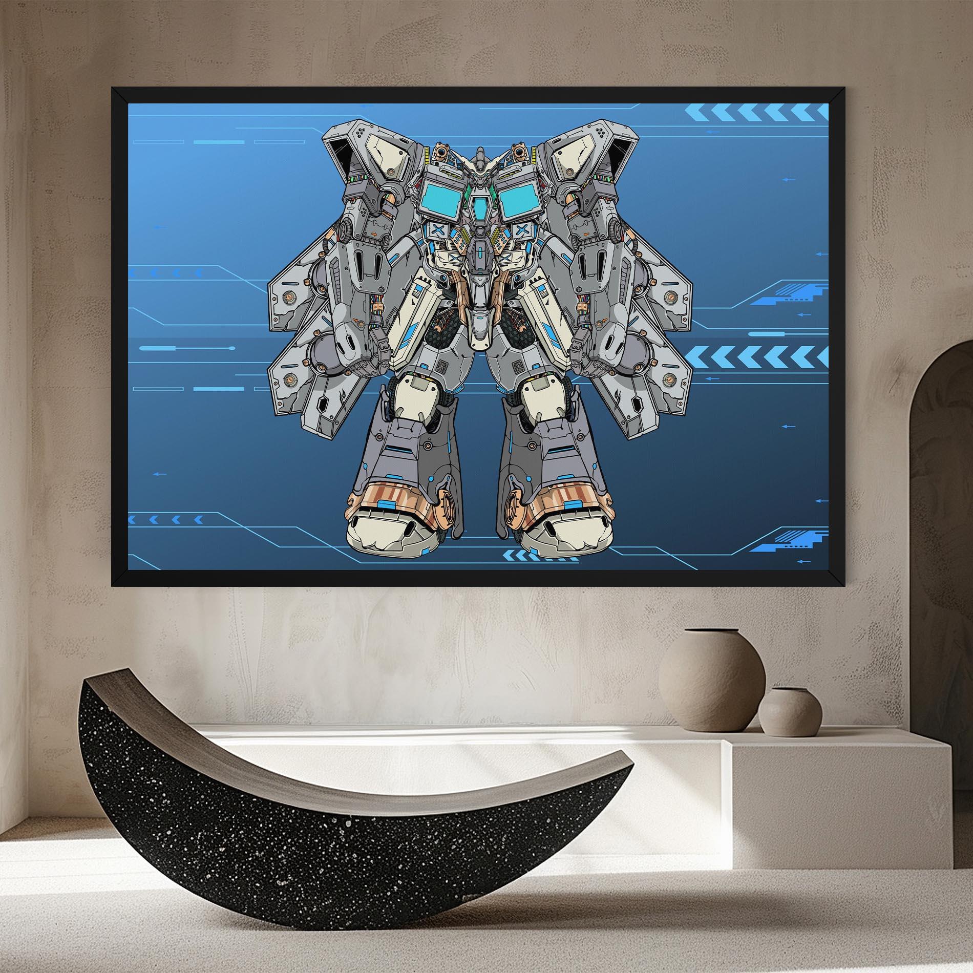 Leinwandbild Blue Grey Robot mockup 8