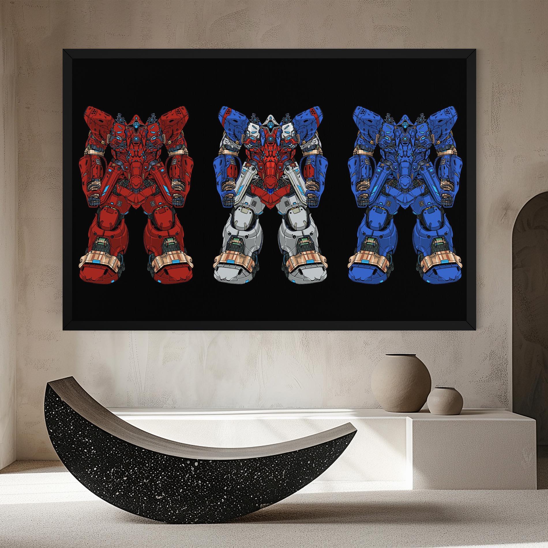 Leinwandbild Blue Red Robots mockup 8