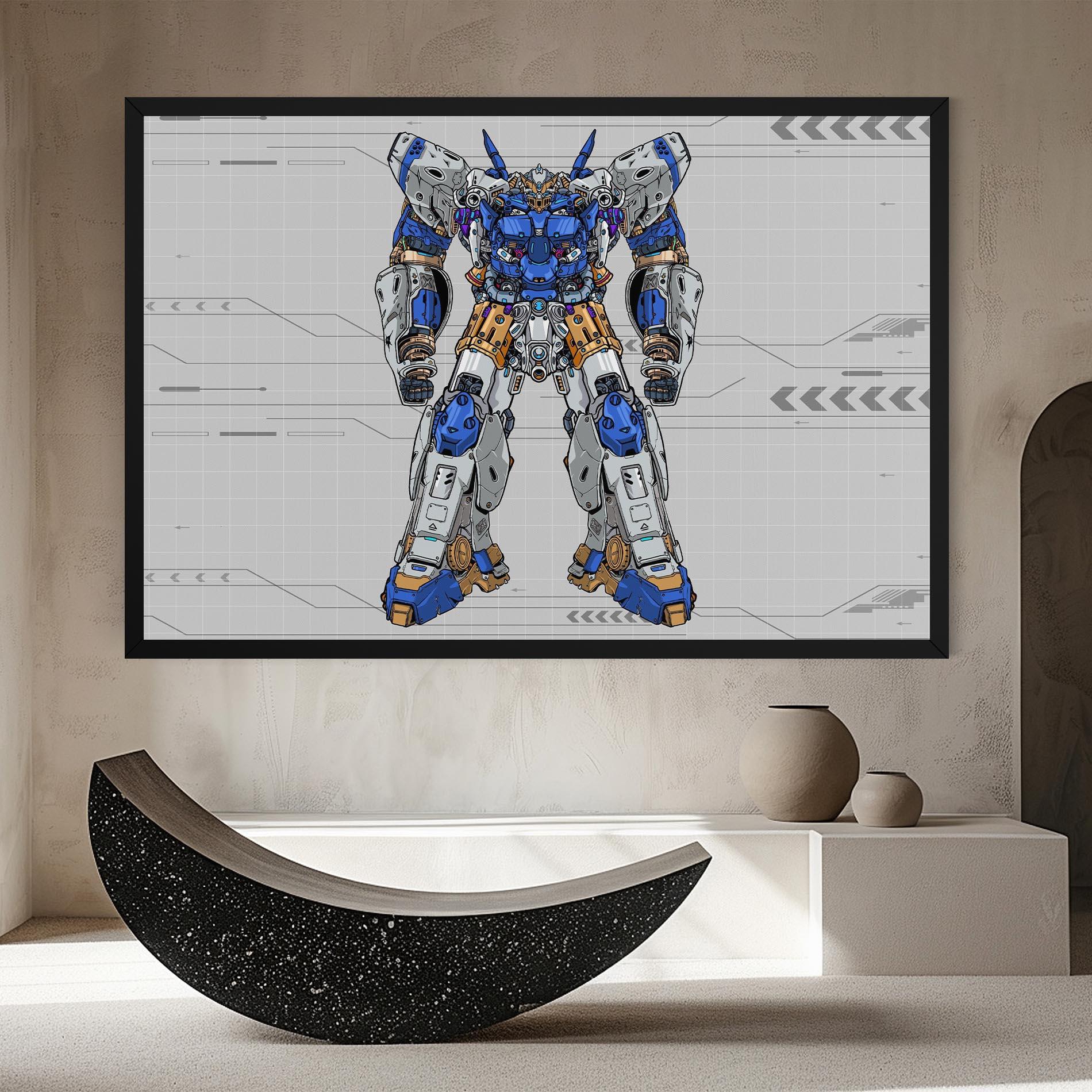 Leinwandbild Blue Yellow Robot mockup 8