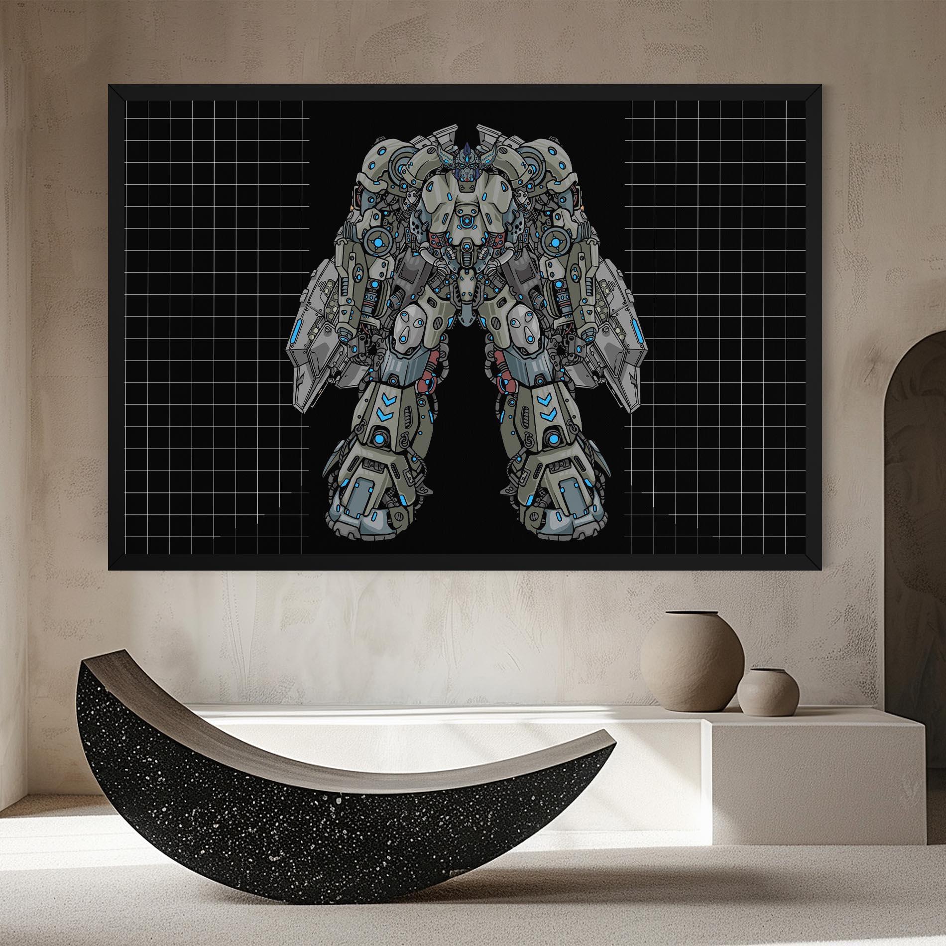Leinwandbild Grey Blue Robot mockup 8