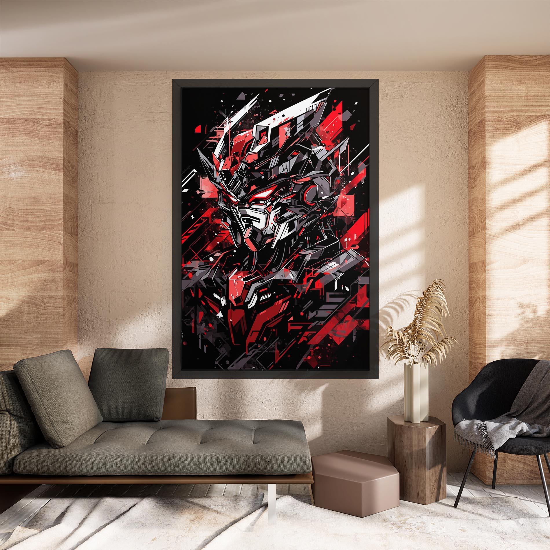 Leinwandbild Red Grey Robot mockup 8