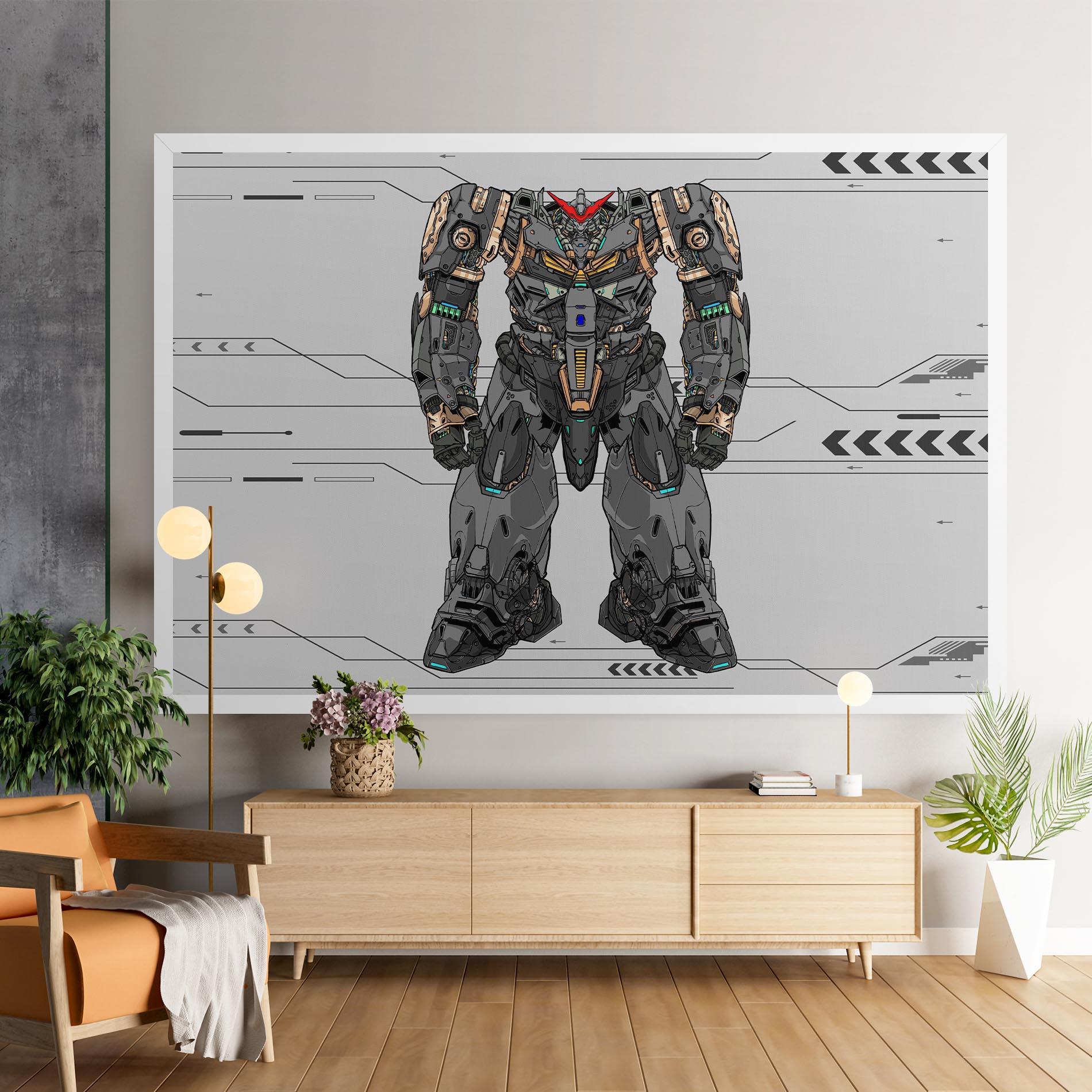 Leinwandbild Big Grey Robot mockup 9