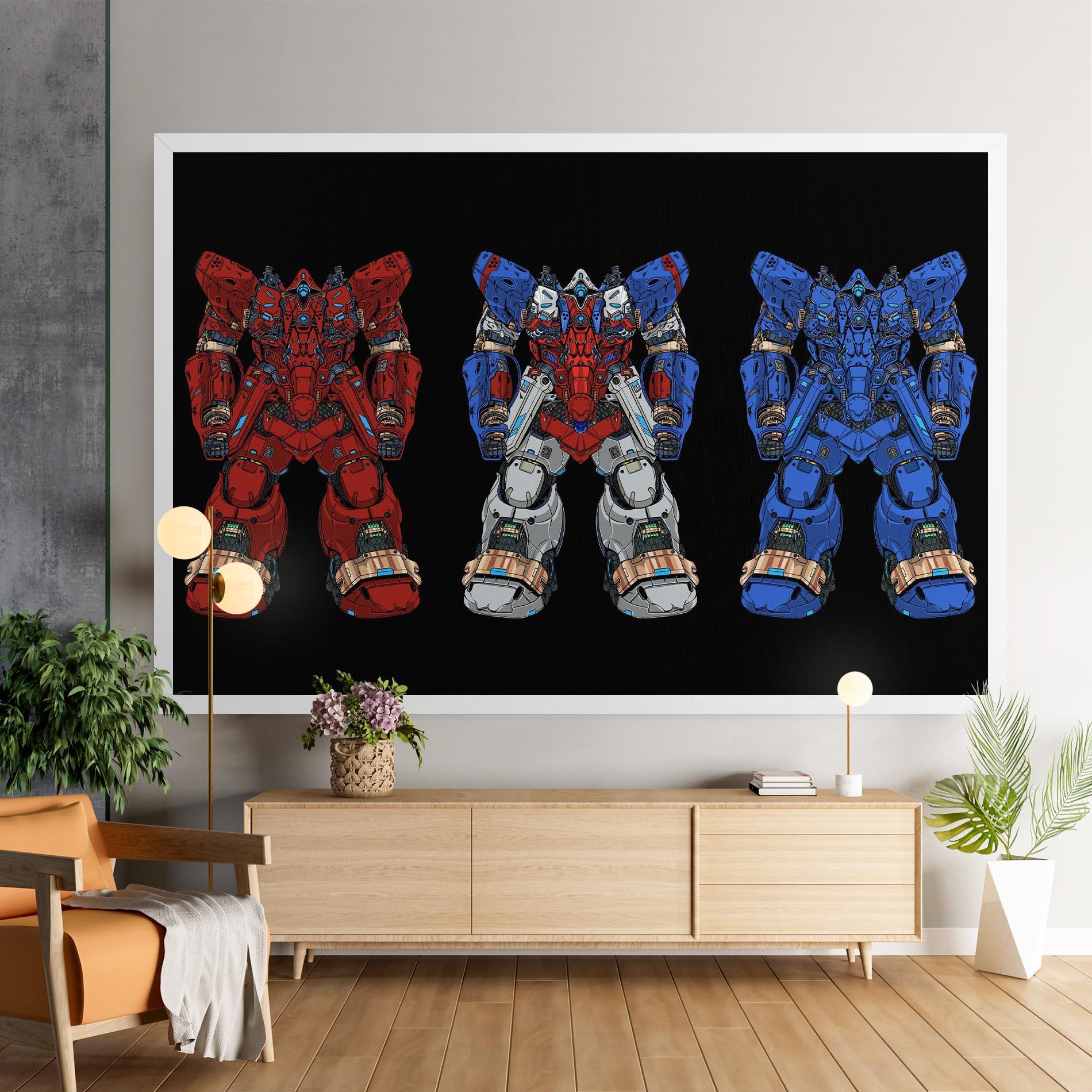 Leinwandbild Blue Red Robots mockup 9