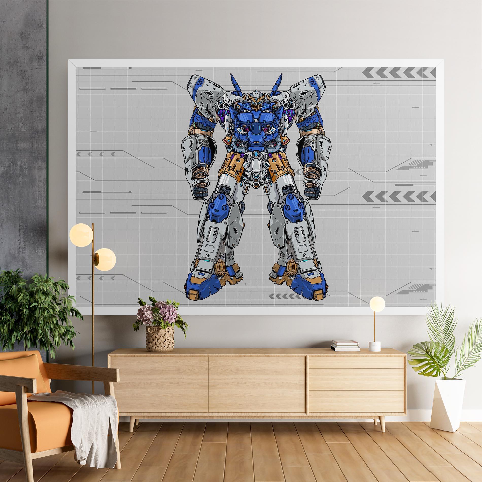 Leinwandbild Blue Yellow Robot mockup 9