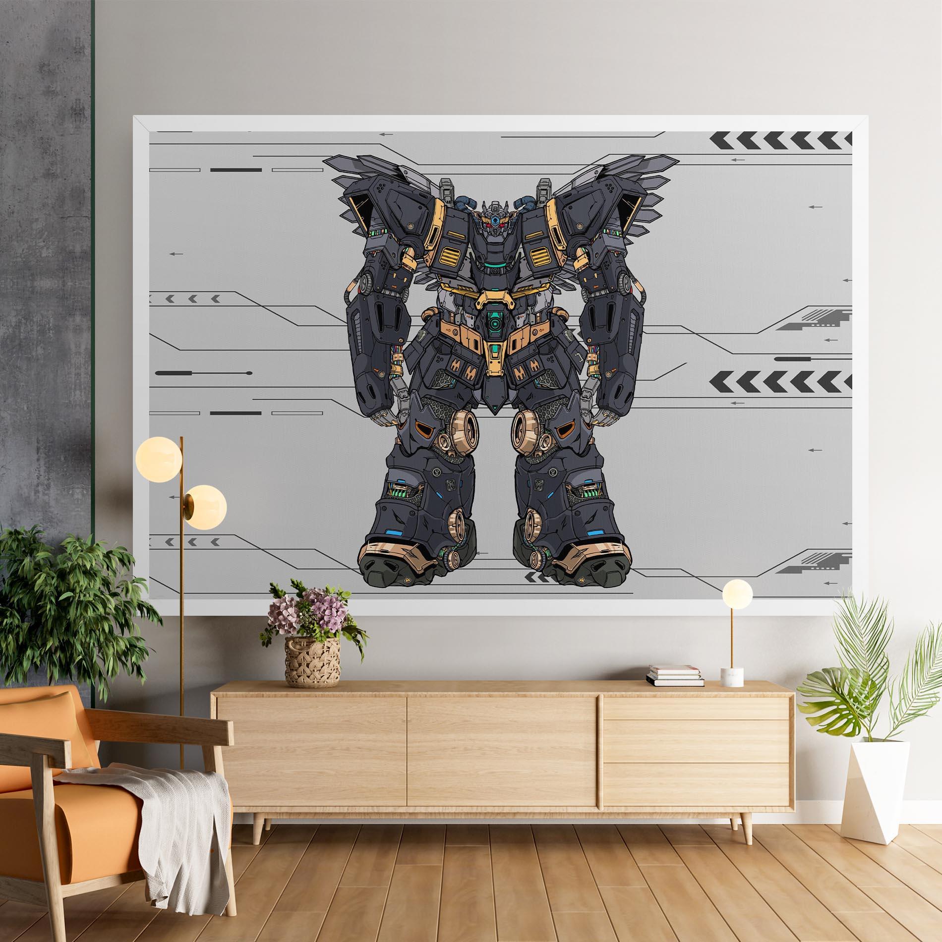 Leinwandbild Grey Yelloy Robot mockup 9