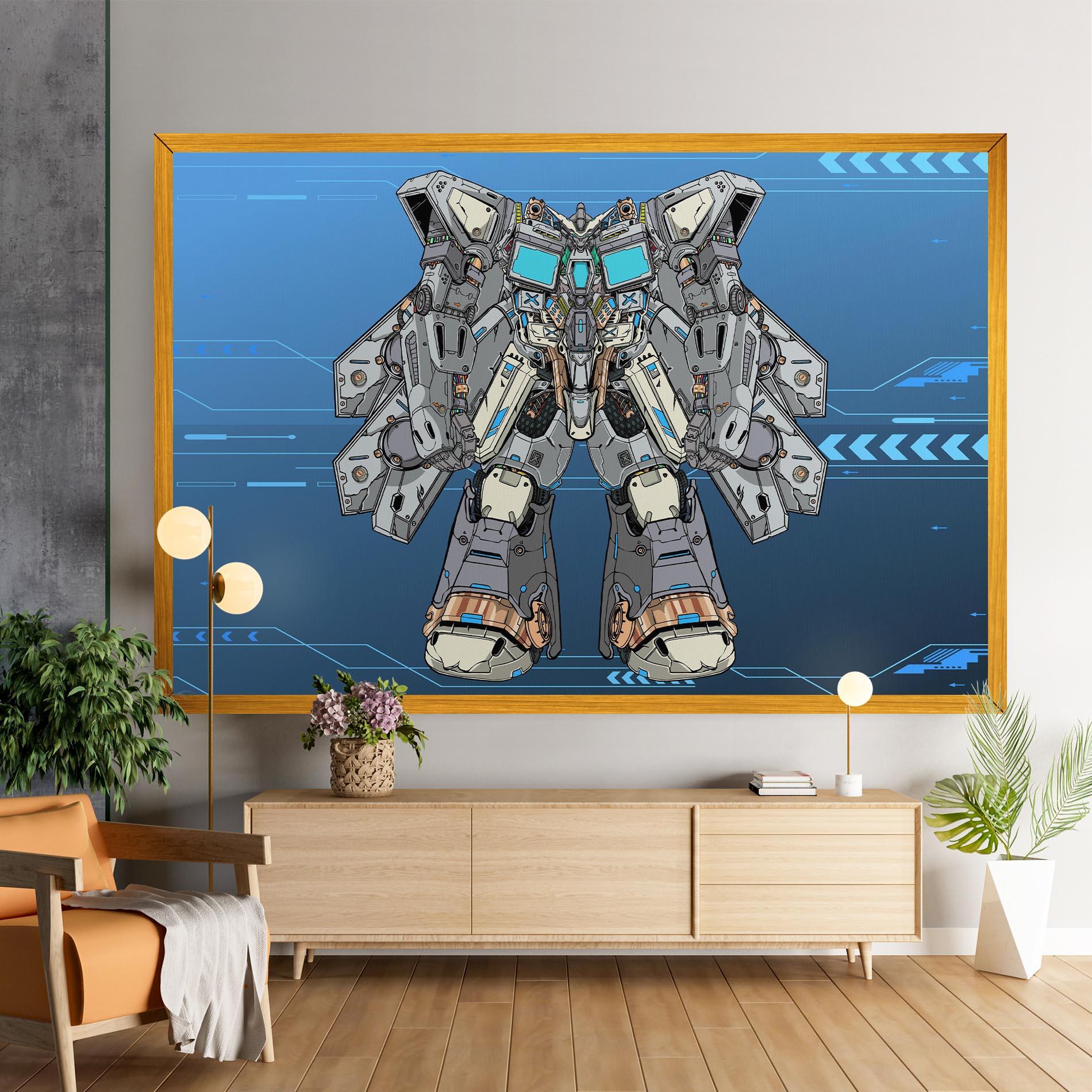 Leinwandbild Blue Grey Robot mockup 9
