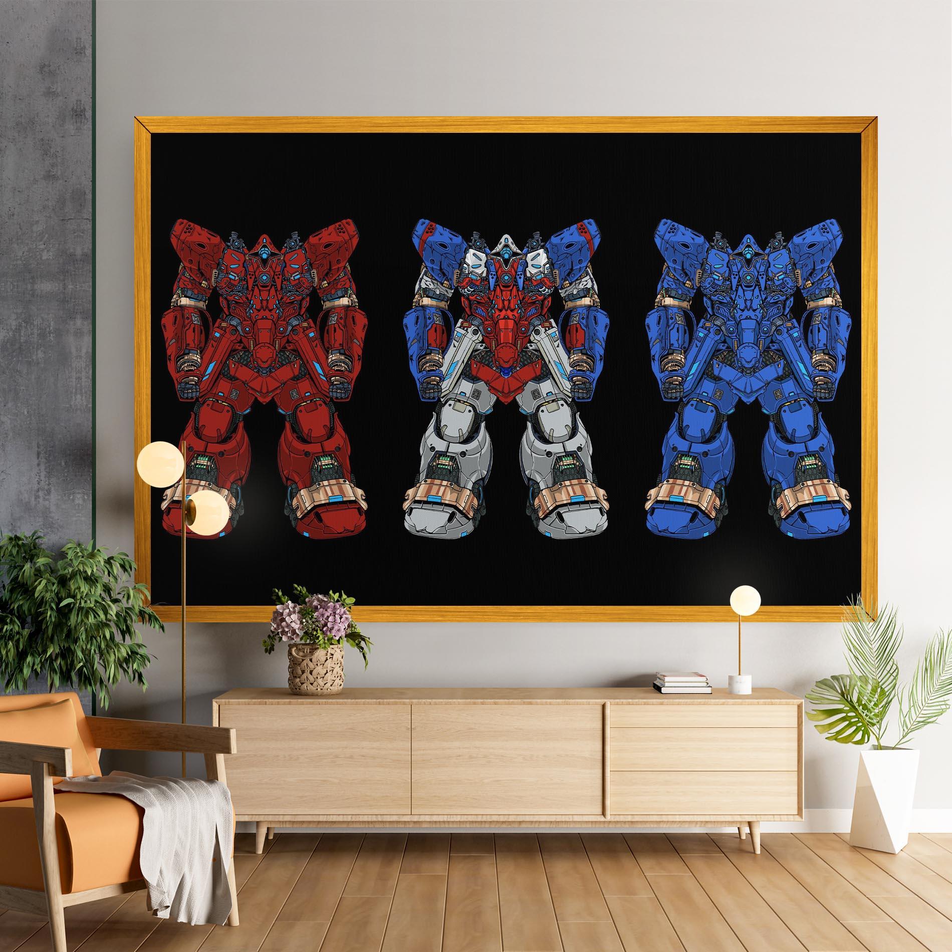Leinwandbild Blue Red Robots mockup 9
