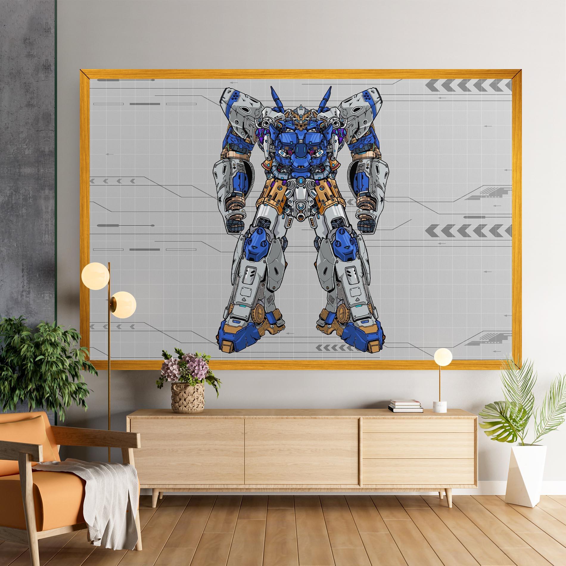 Leinwandbild Blue Yellow Robot mockup 9