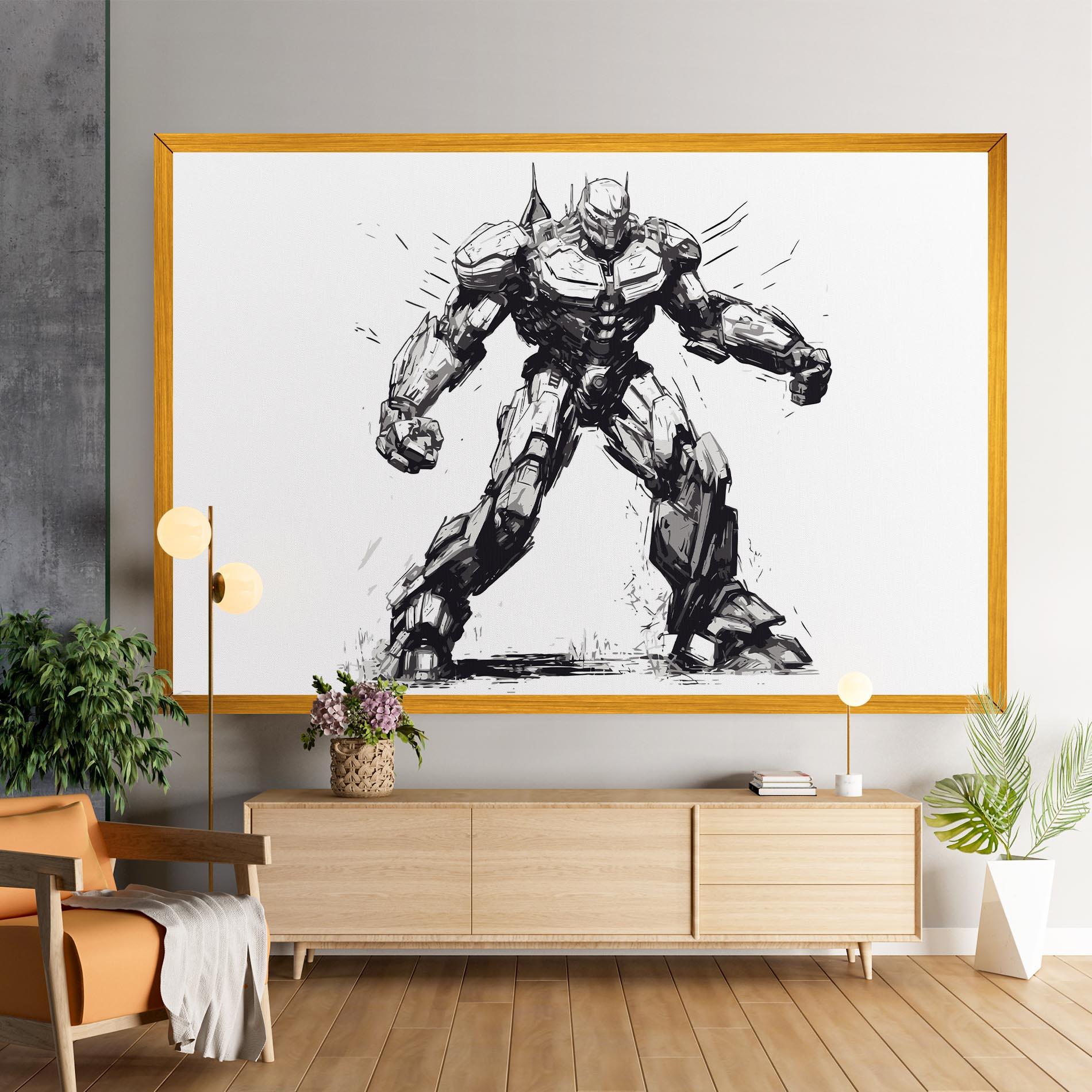 Leinwandbild Grey White Robot mockup 9