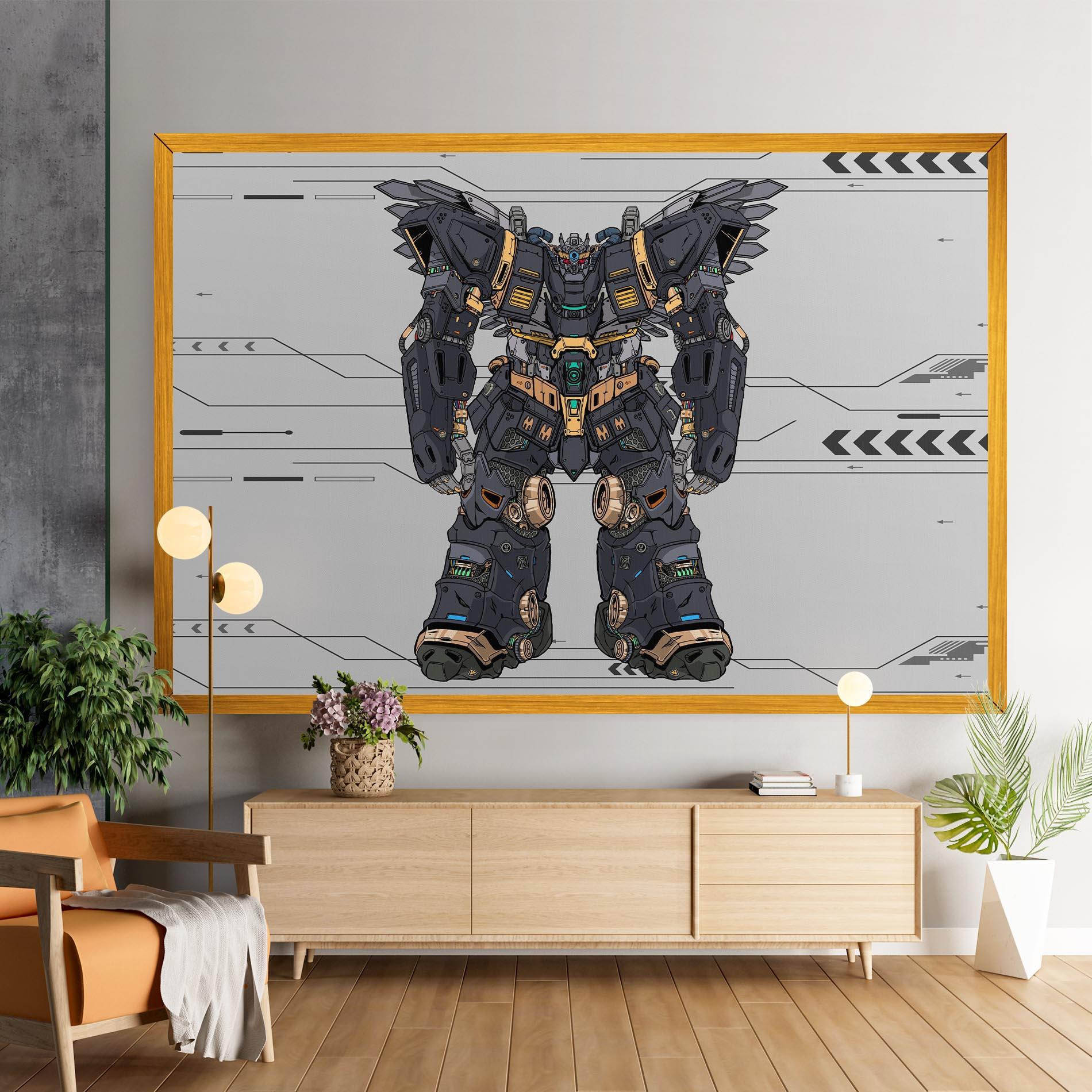 Leinwandbild Grey Yelloy Robot mockup 9