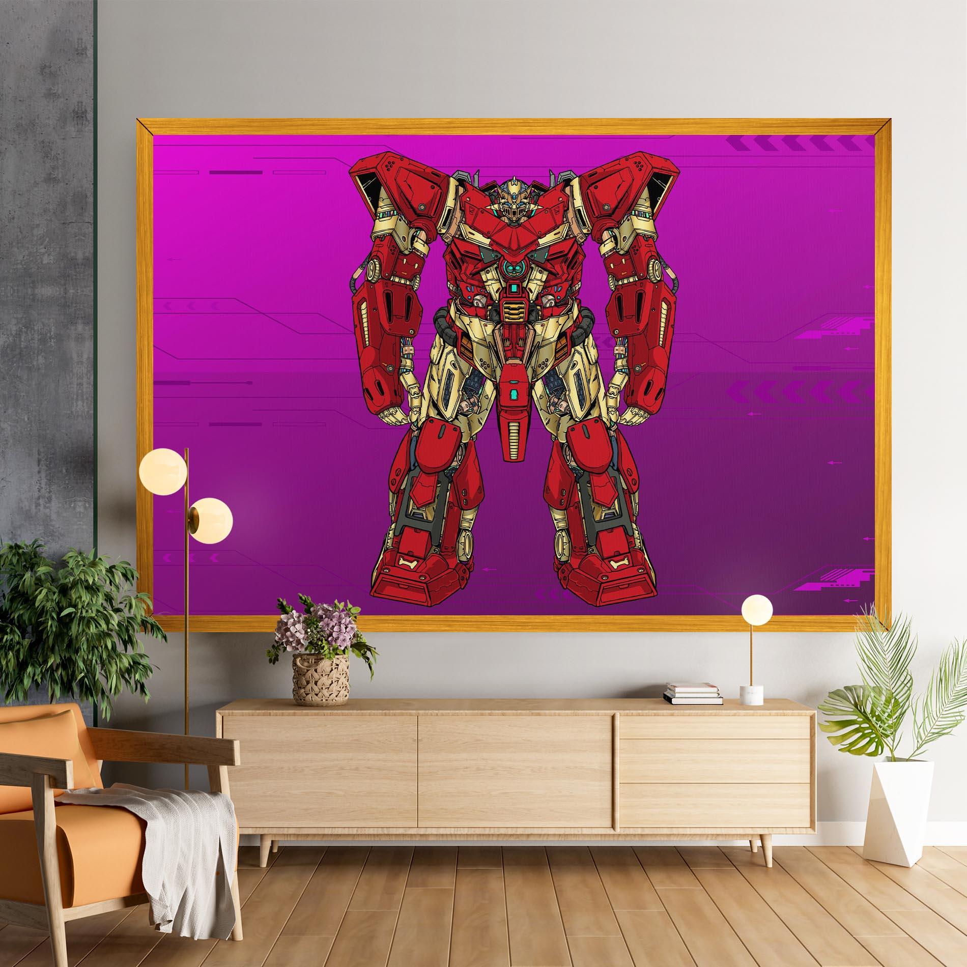 Leinwandbild Red Cream Robot mockup 9