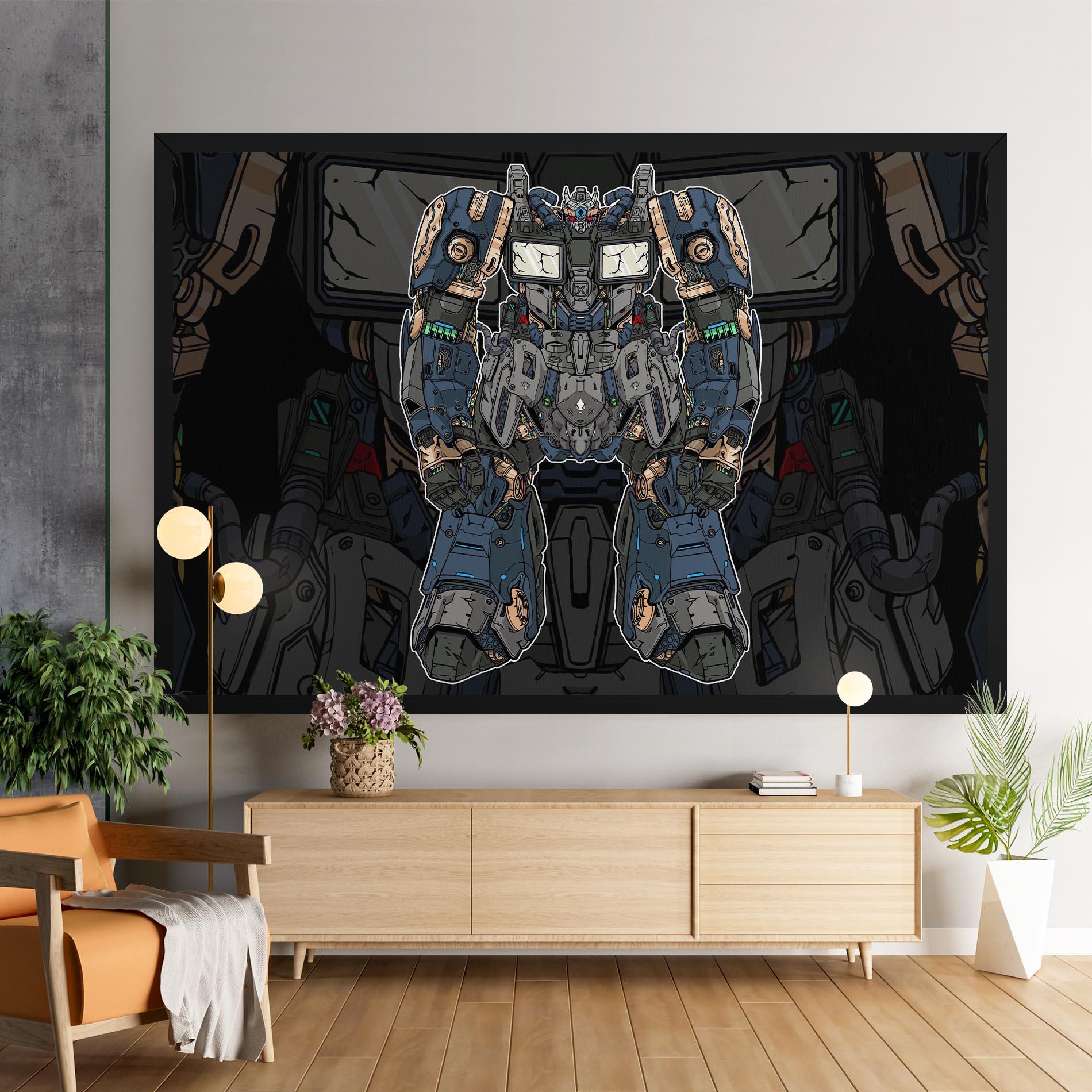 Leinwandbild Blue Green Robot mockup 9