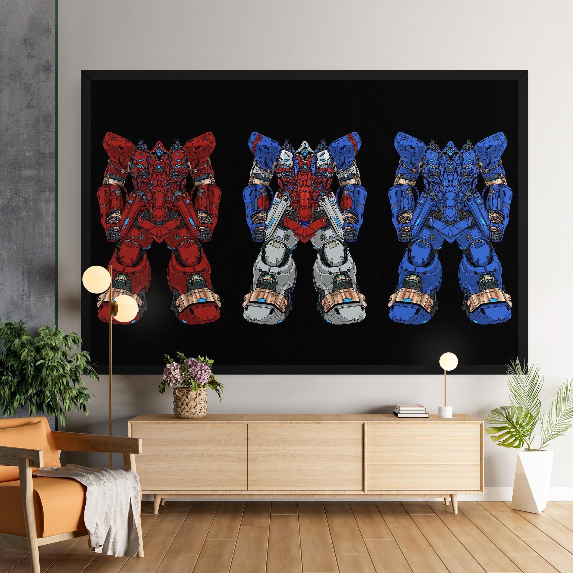 Leinwandbild Blue Red Robots mockup 9
