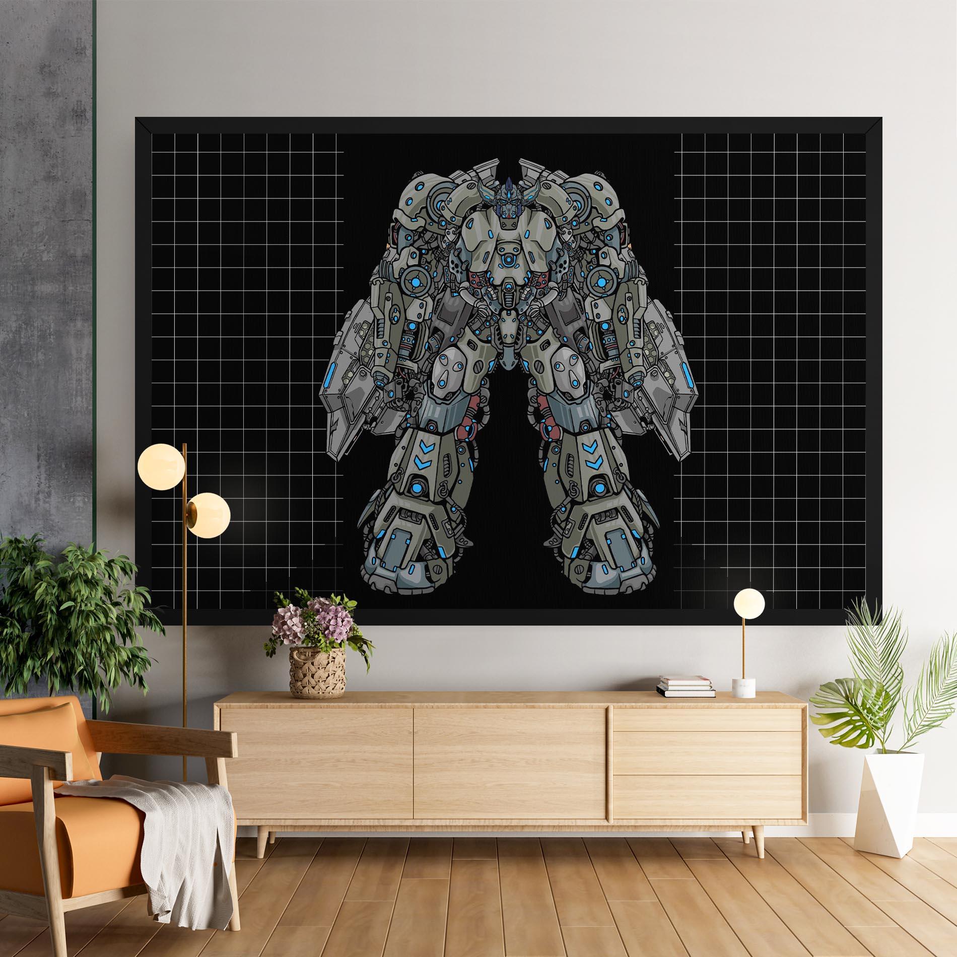 Leinwandbild Grey Blue Robot mockup 9