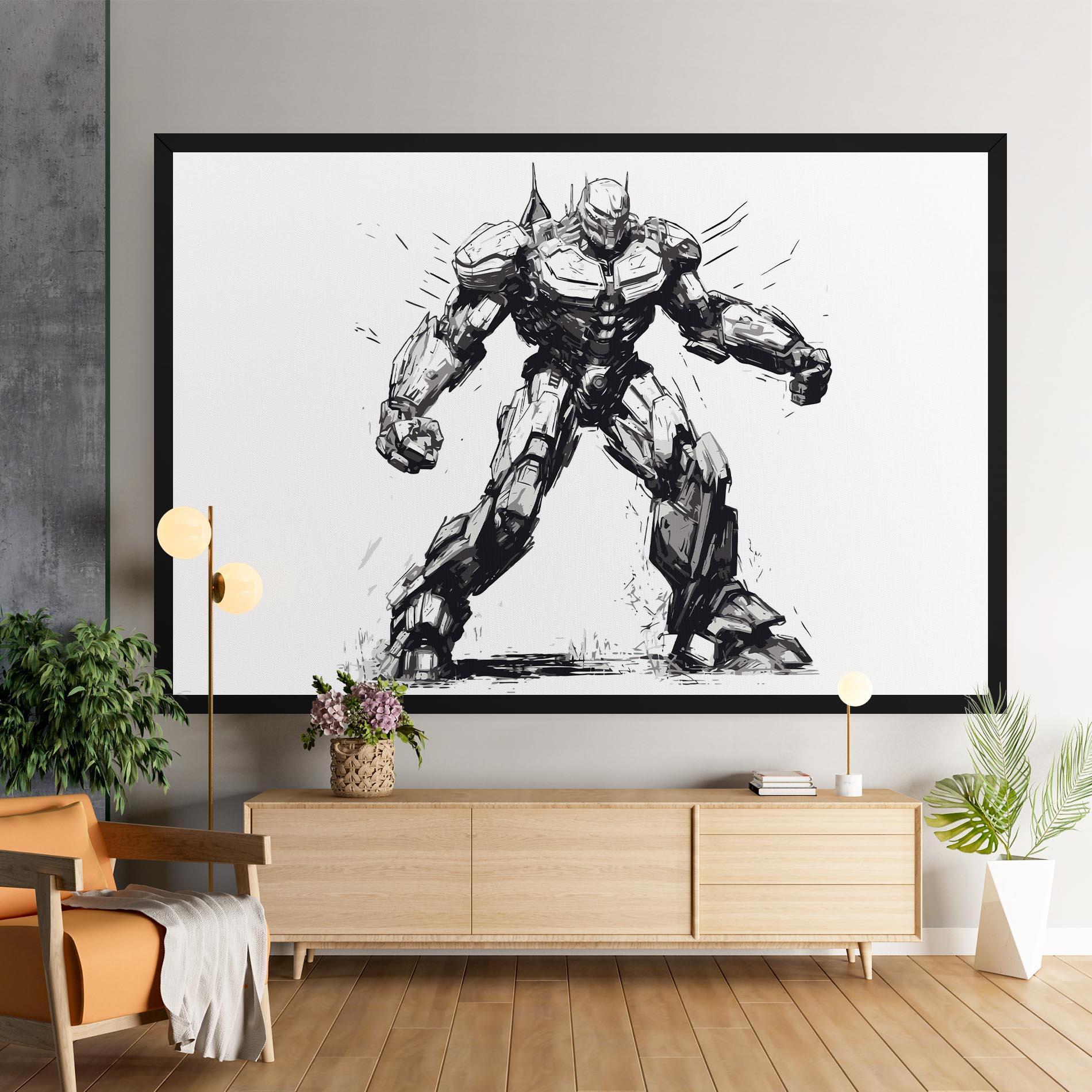Leinwandbild Grey White Robot mockup 9