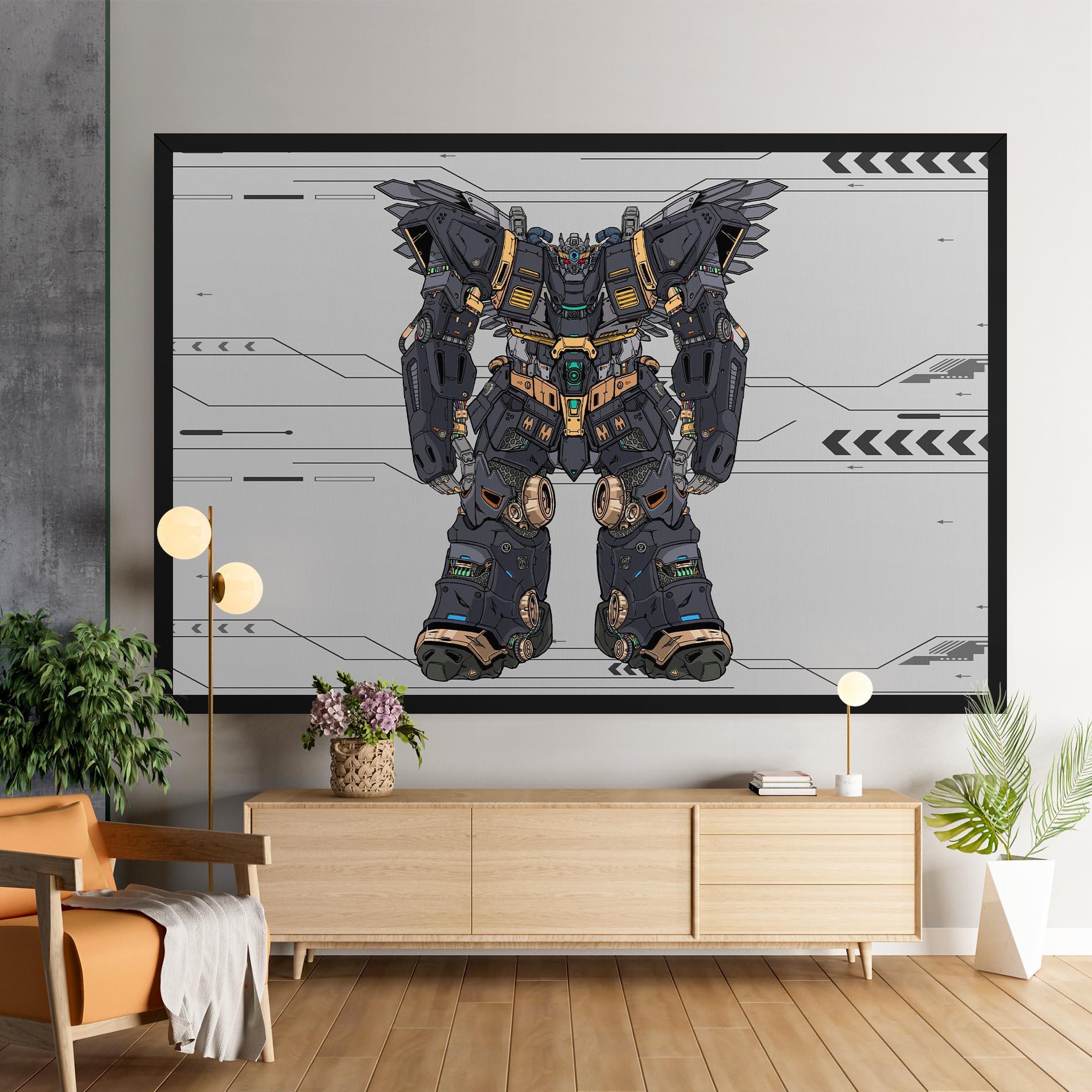 Leinwandbild Grey Yelloy Robot mockup 9