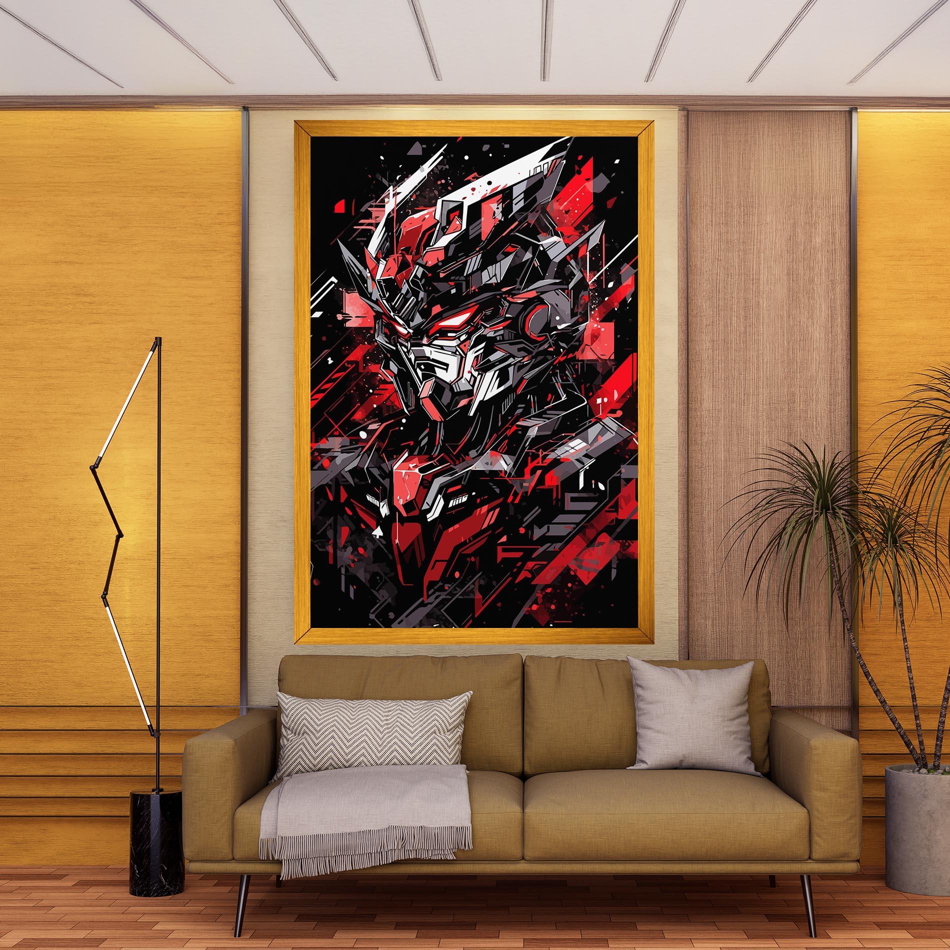 Leinwandbild Red Grey Robot mockup 9