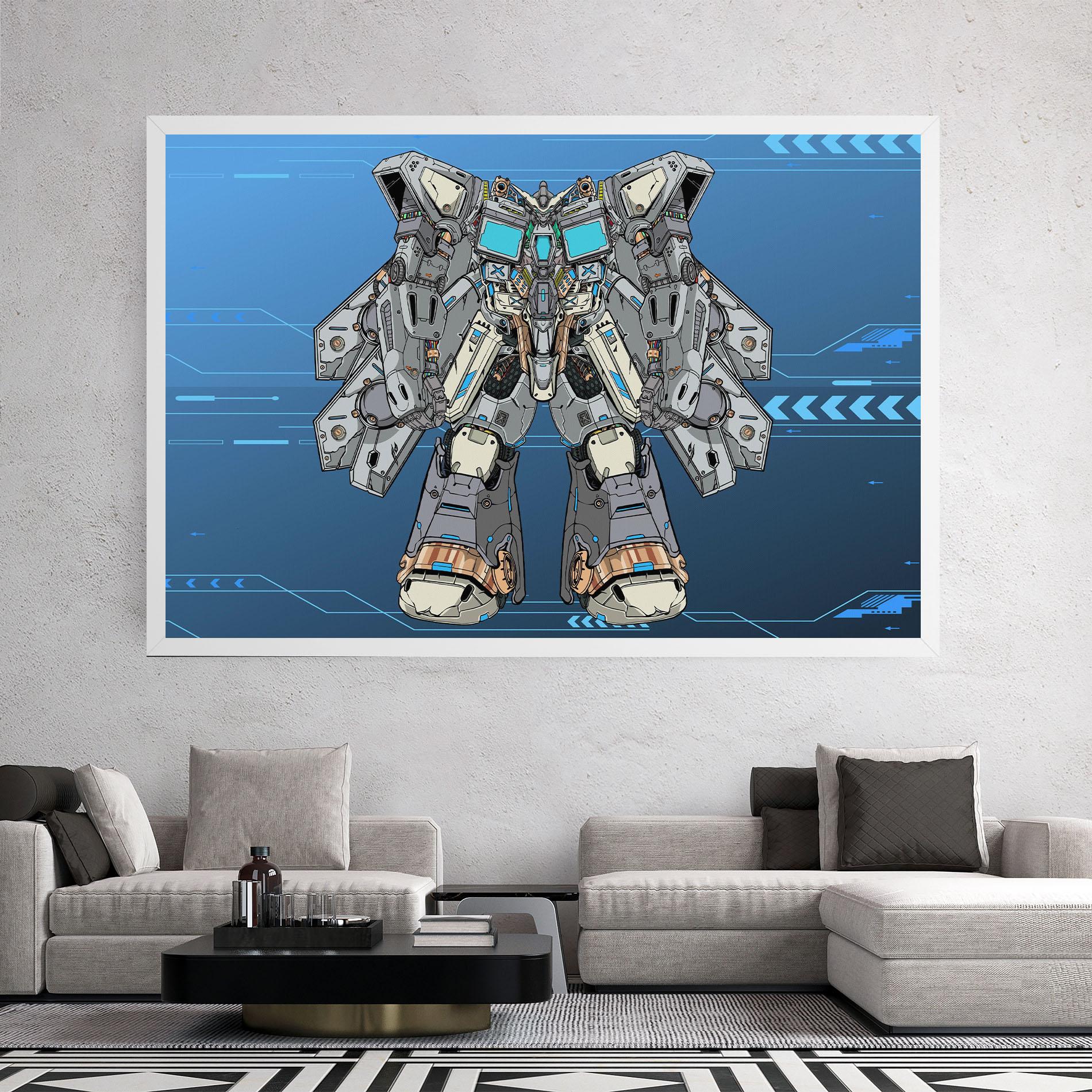Leinwandbild Blue Grey Robot mockup 2