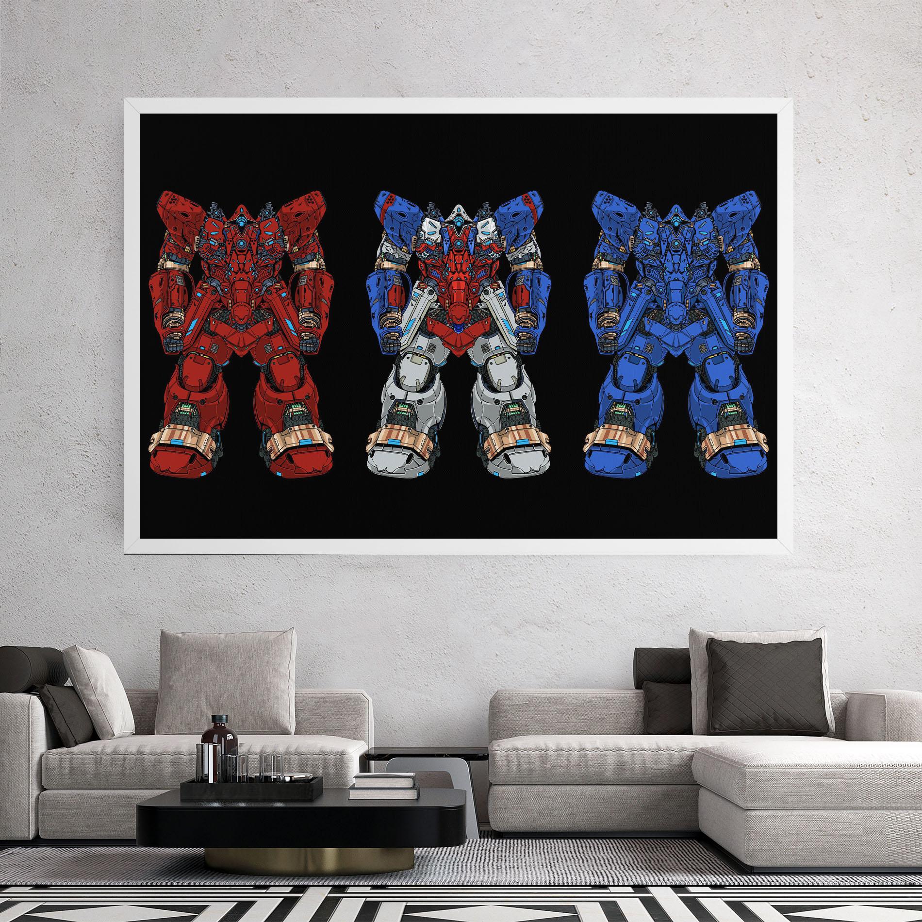 Leinwandbild Blue Red Robots mockup 2