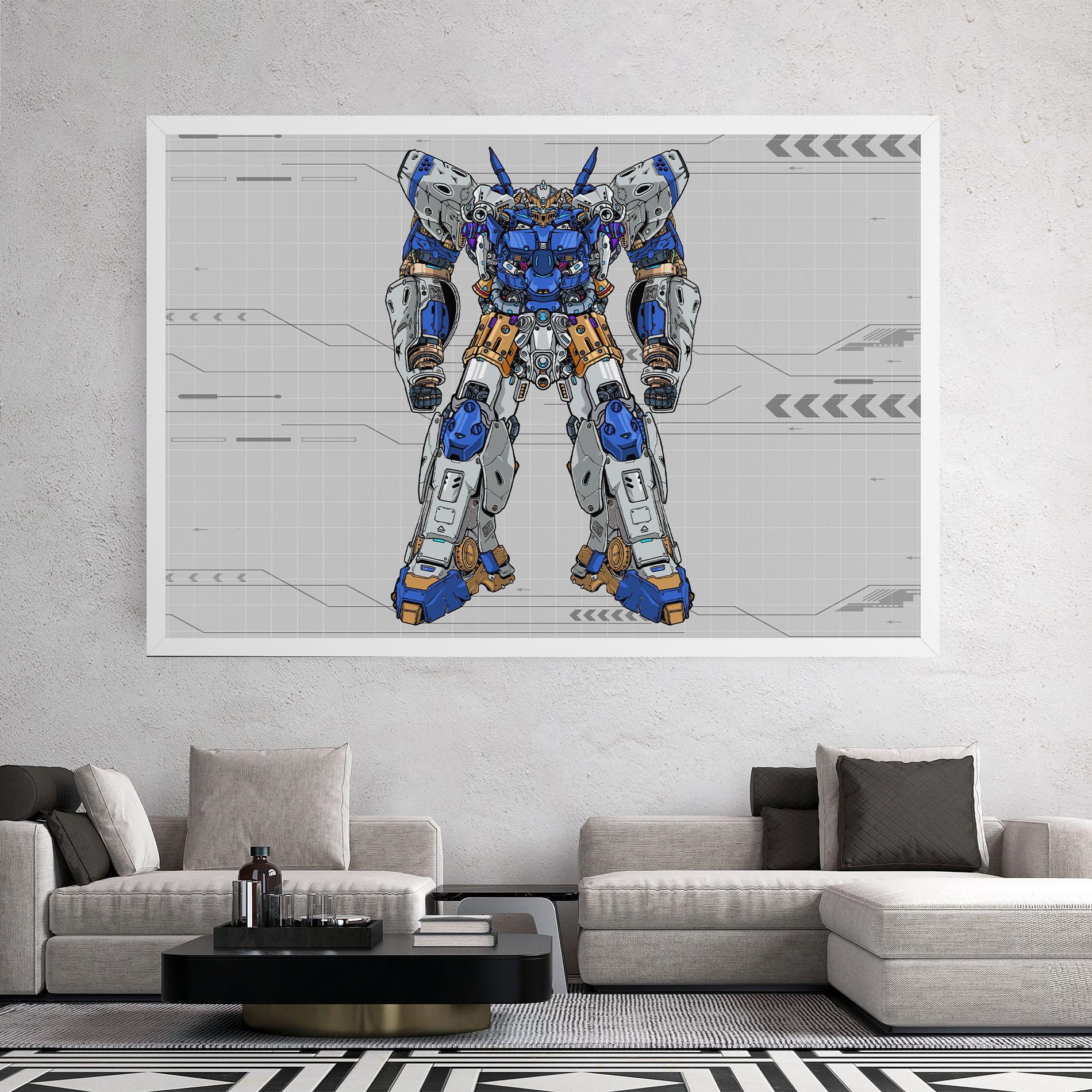 Leinwandbild Blue Yellow Robot mockup 2