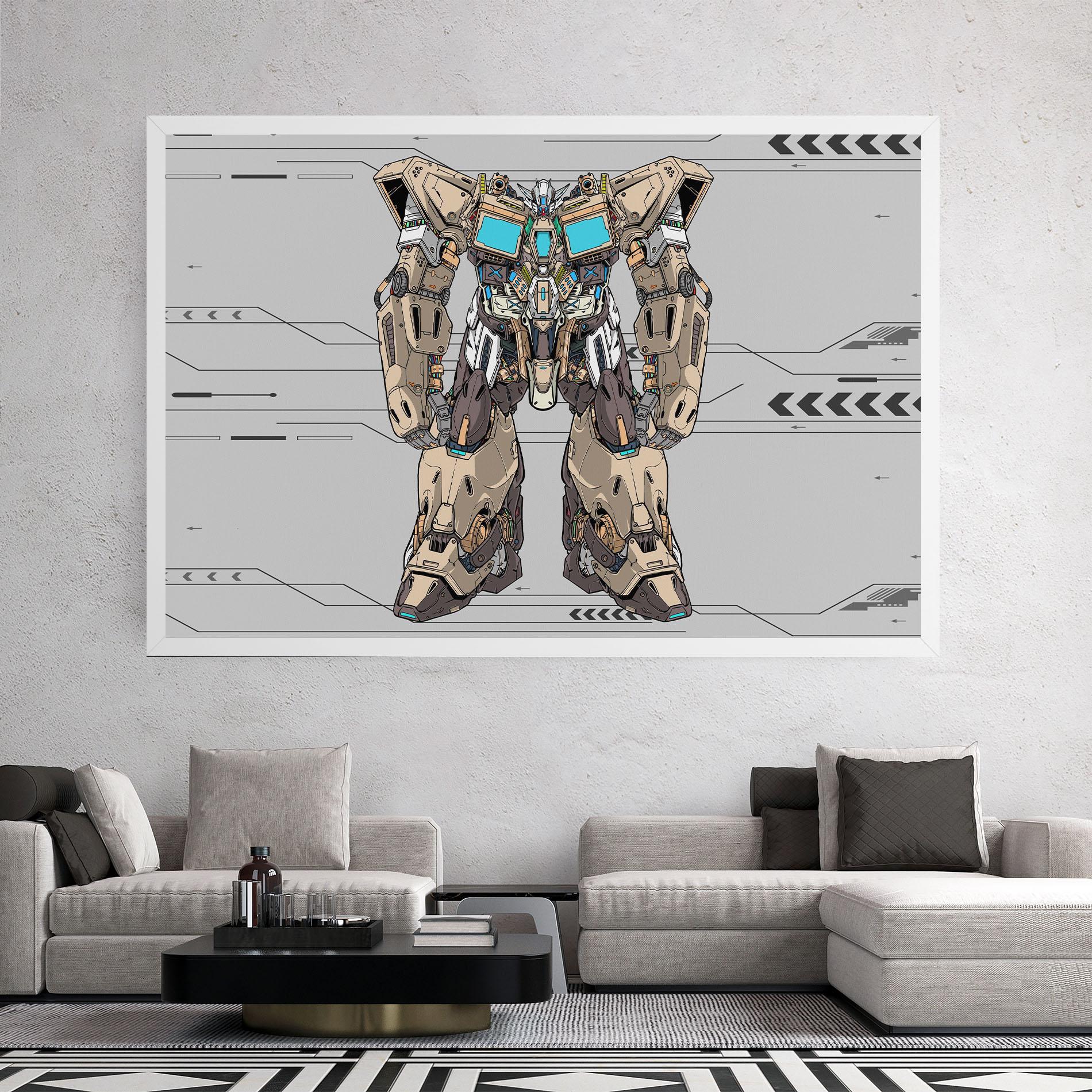 Leinwandbild Cream Blue Robot mockup 2