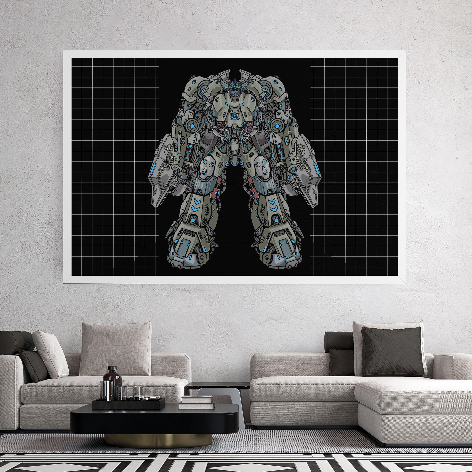 Leinwandbild Grey Blue Robot mockup 2